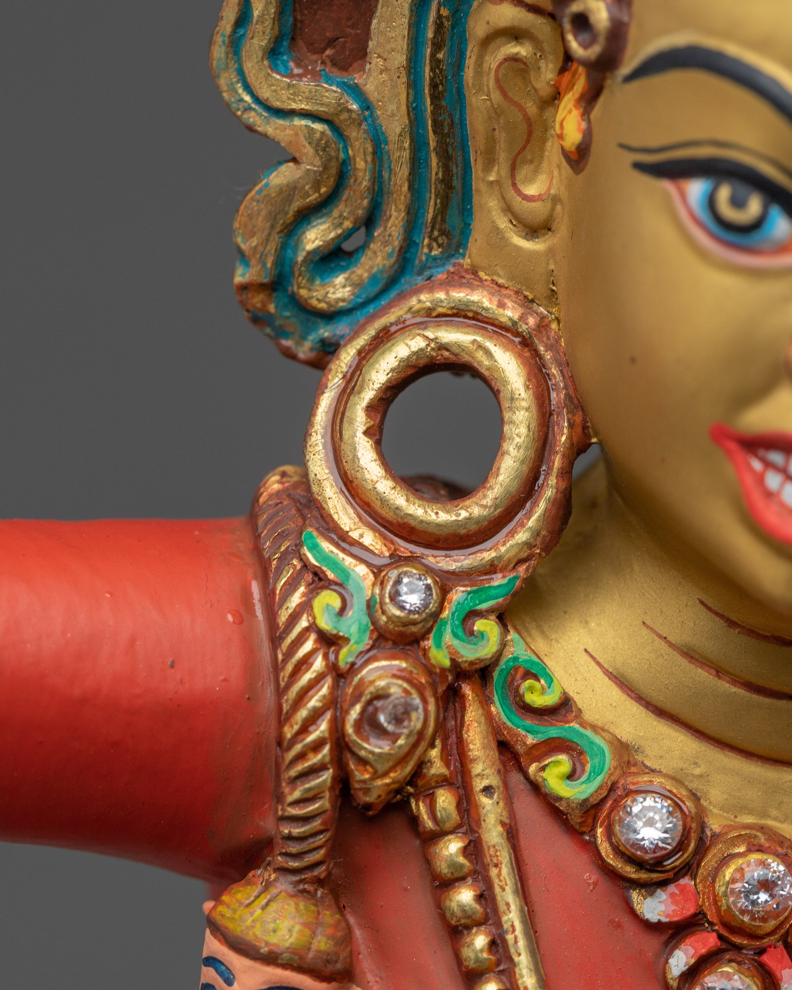 Dorje Phagmo Copper Statue with Gold & Acrylic Detailing | Dakini for Sacred Shrine Spaces