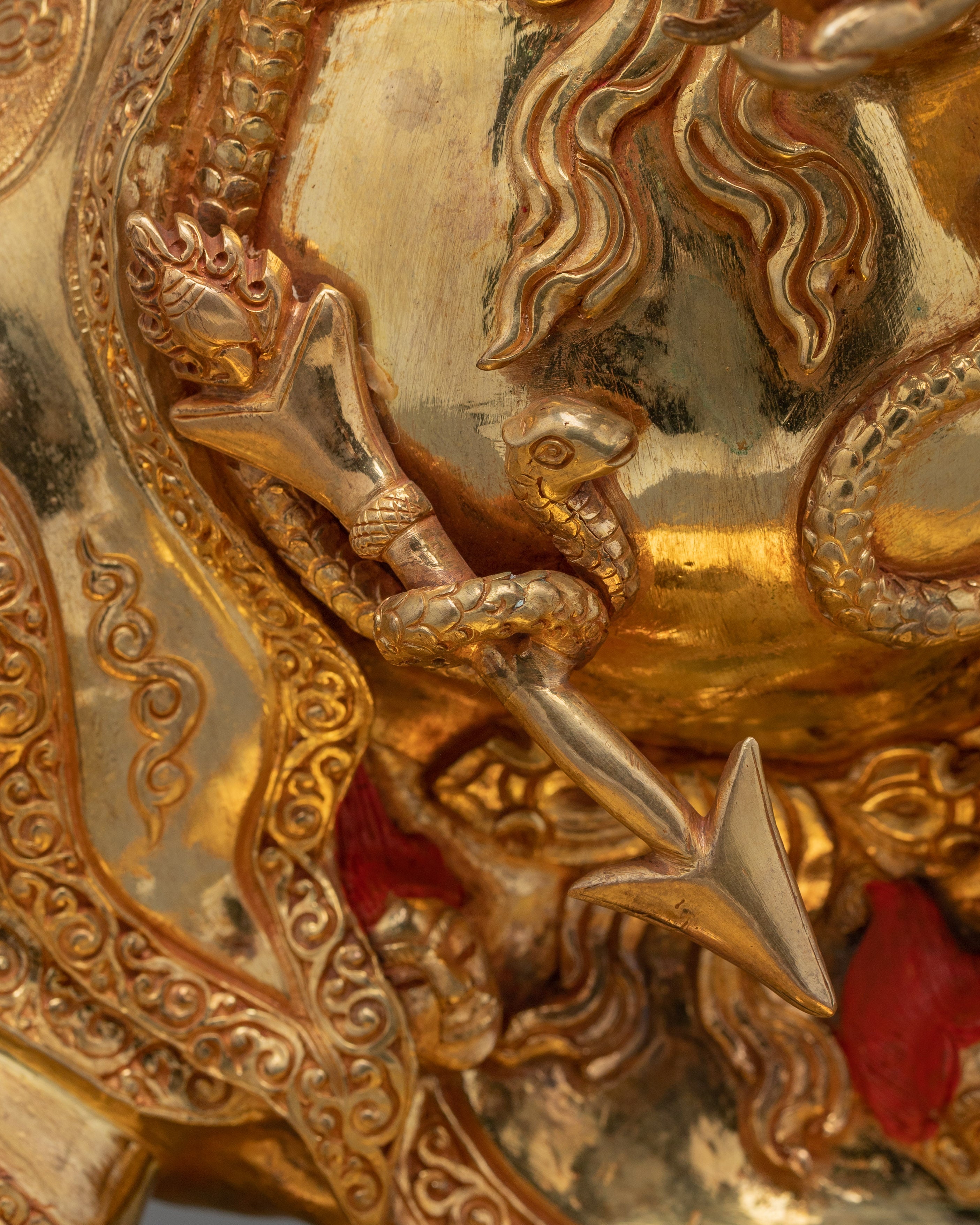 Handmade Golden Mahakala Bernagchen Statue