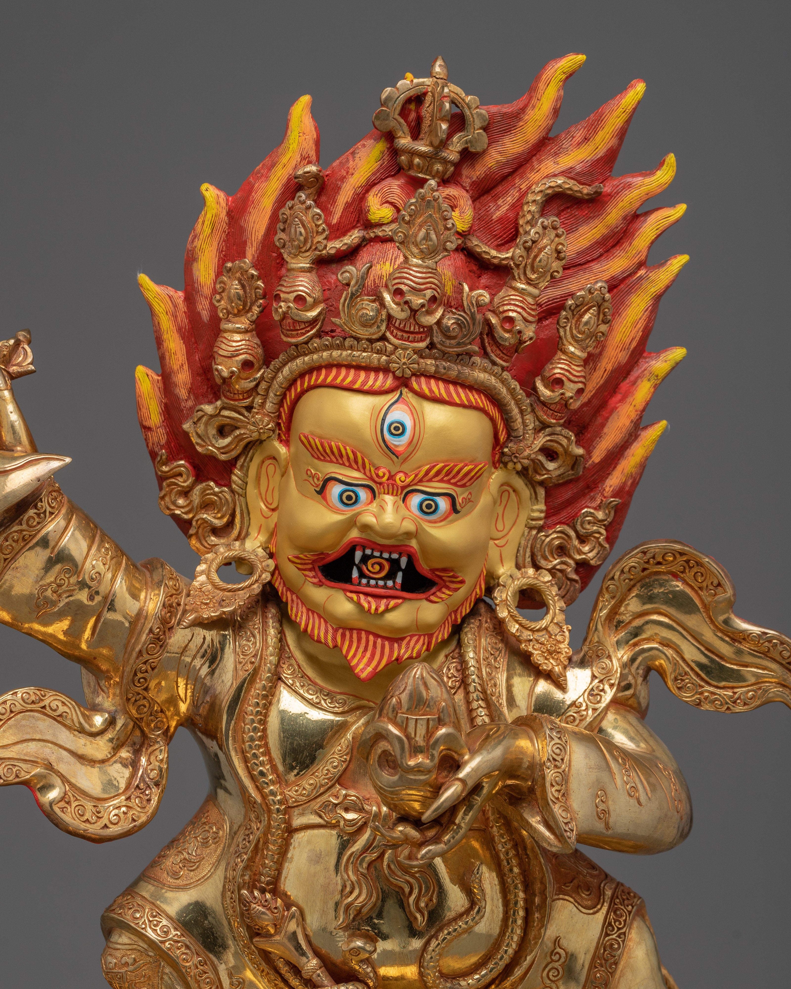 Handmade Golden Mahakala Bernagchen Statue