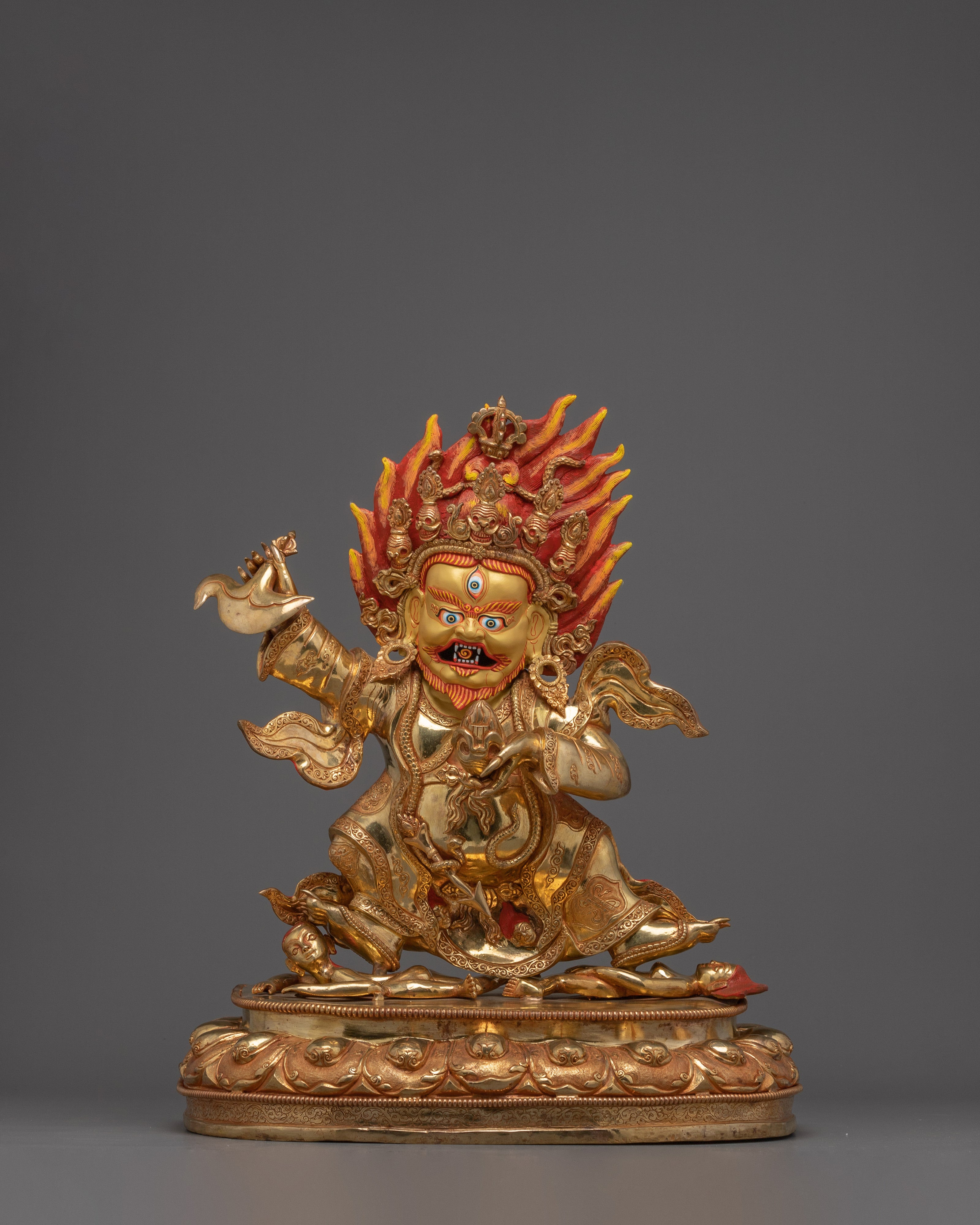 Handmade Golden Mahakala Bernagchen Statue