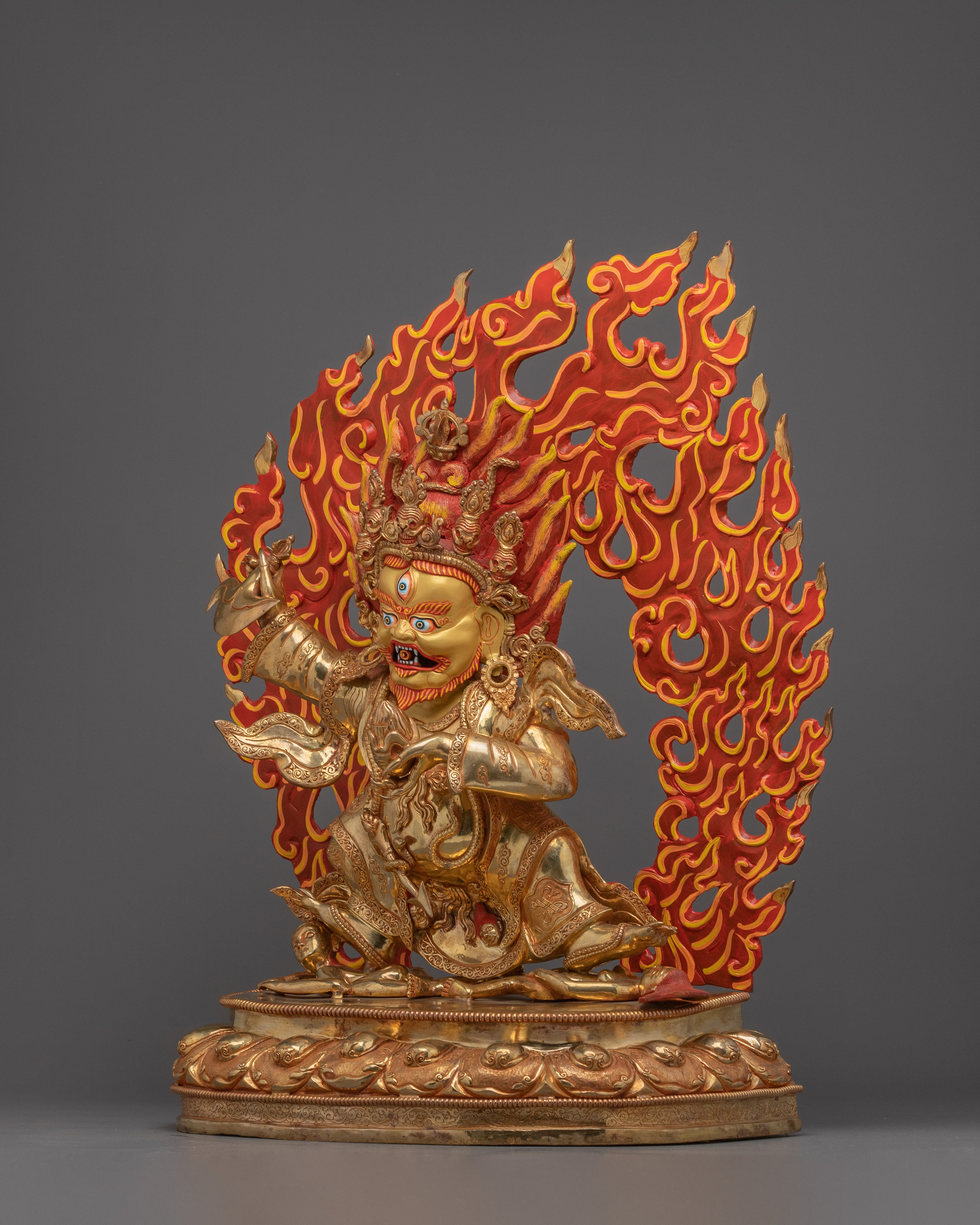 Handmade Golden Mahakala Bernagchen Statue