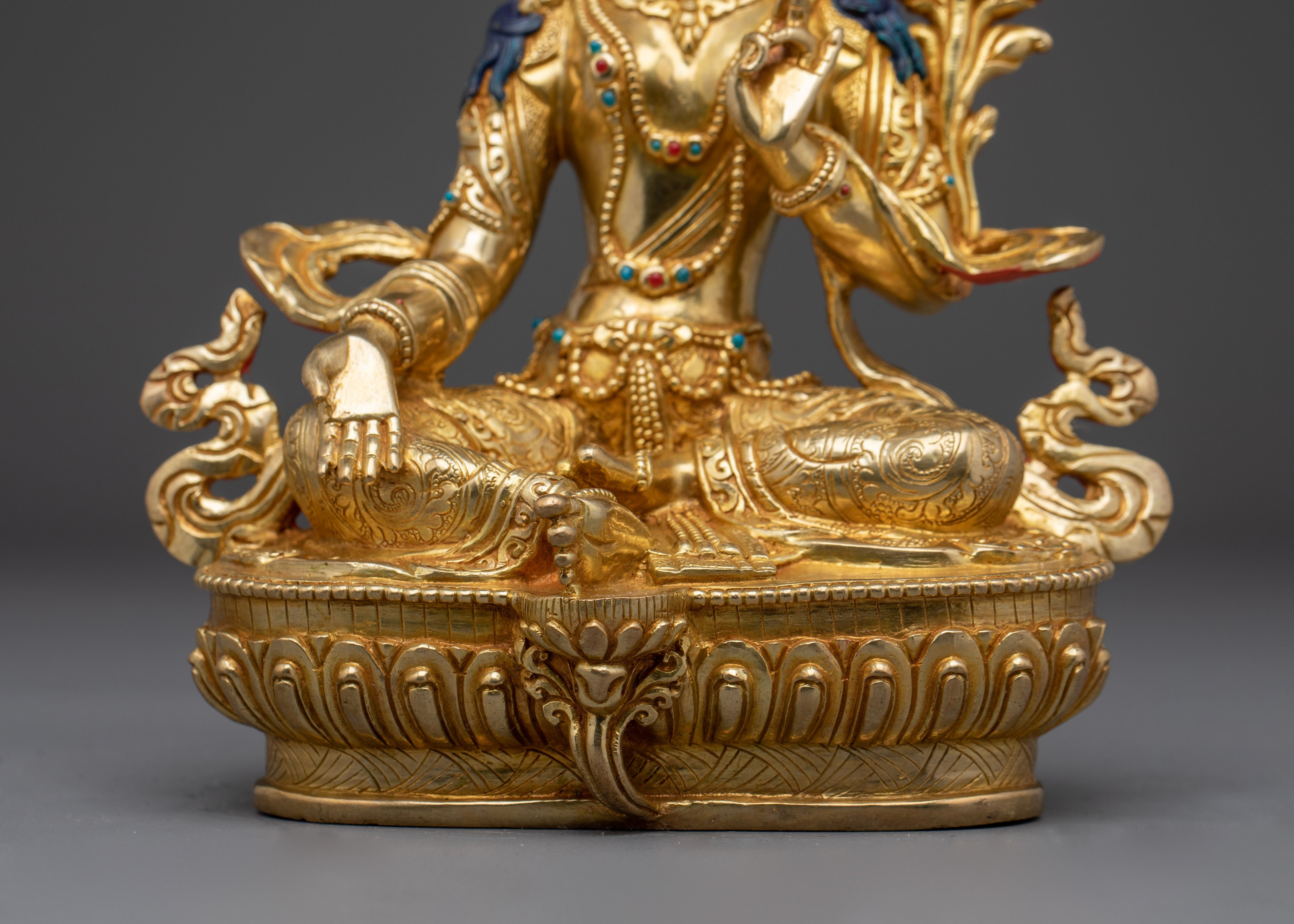 Green Tara 24K Gold Gilded Copper Deity