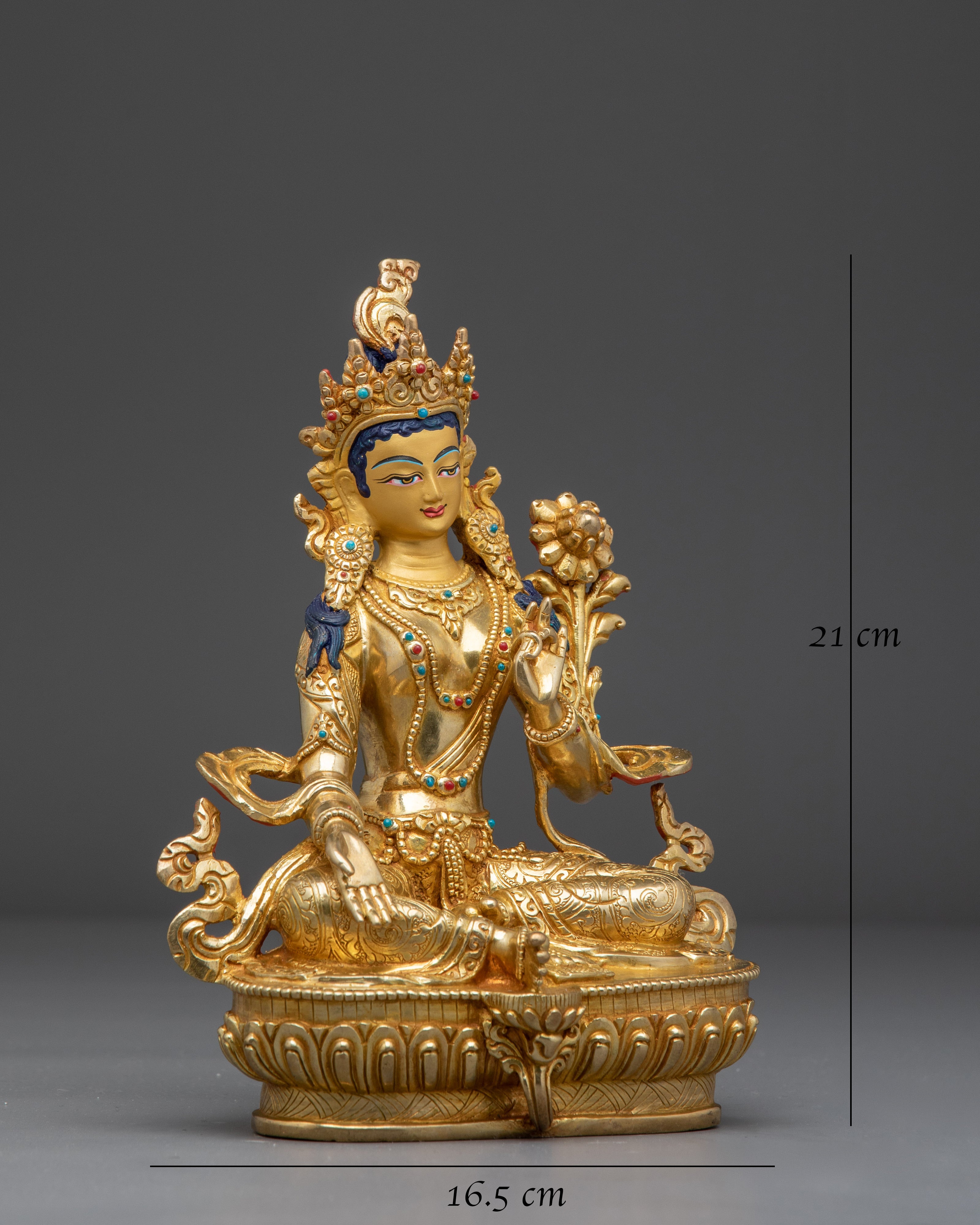 Green tara 24K Gold Gilded Copper Deity