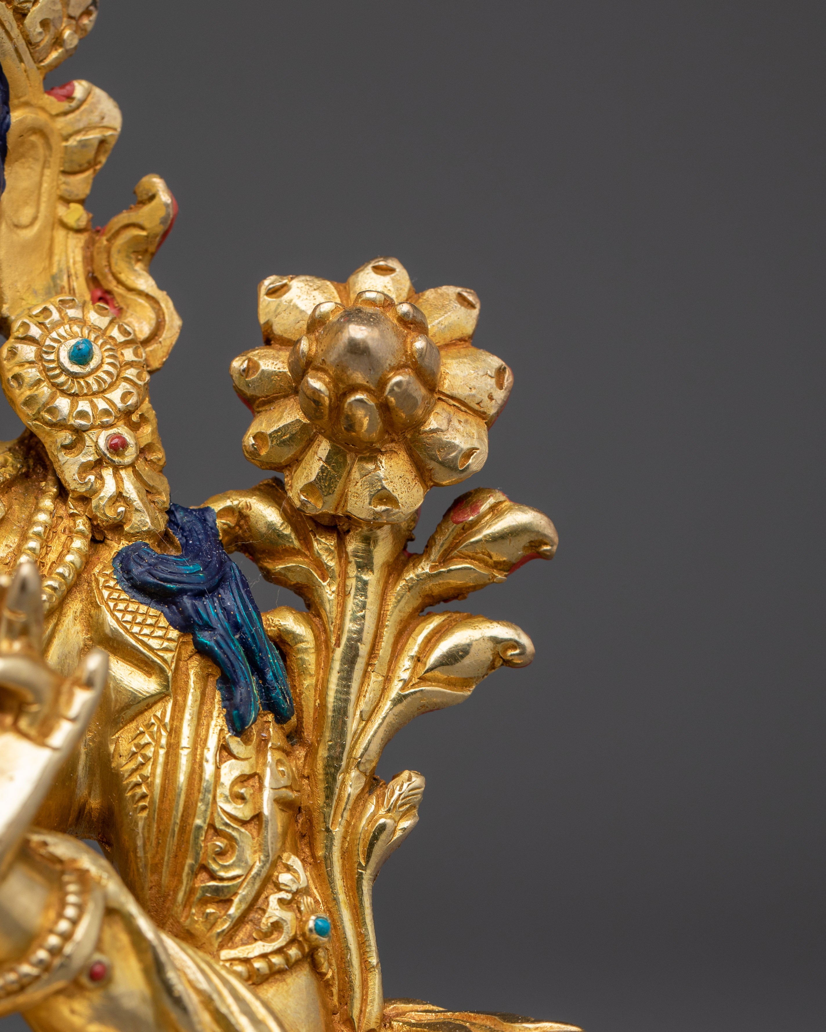 Green Tara 24K Gold Gilded Copper Deity