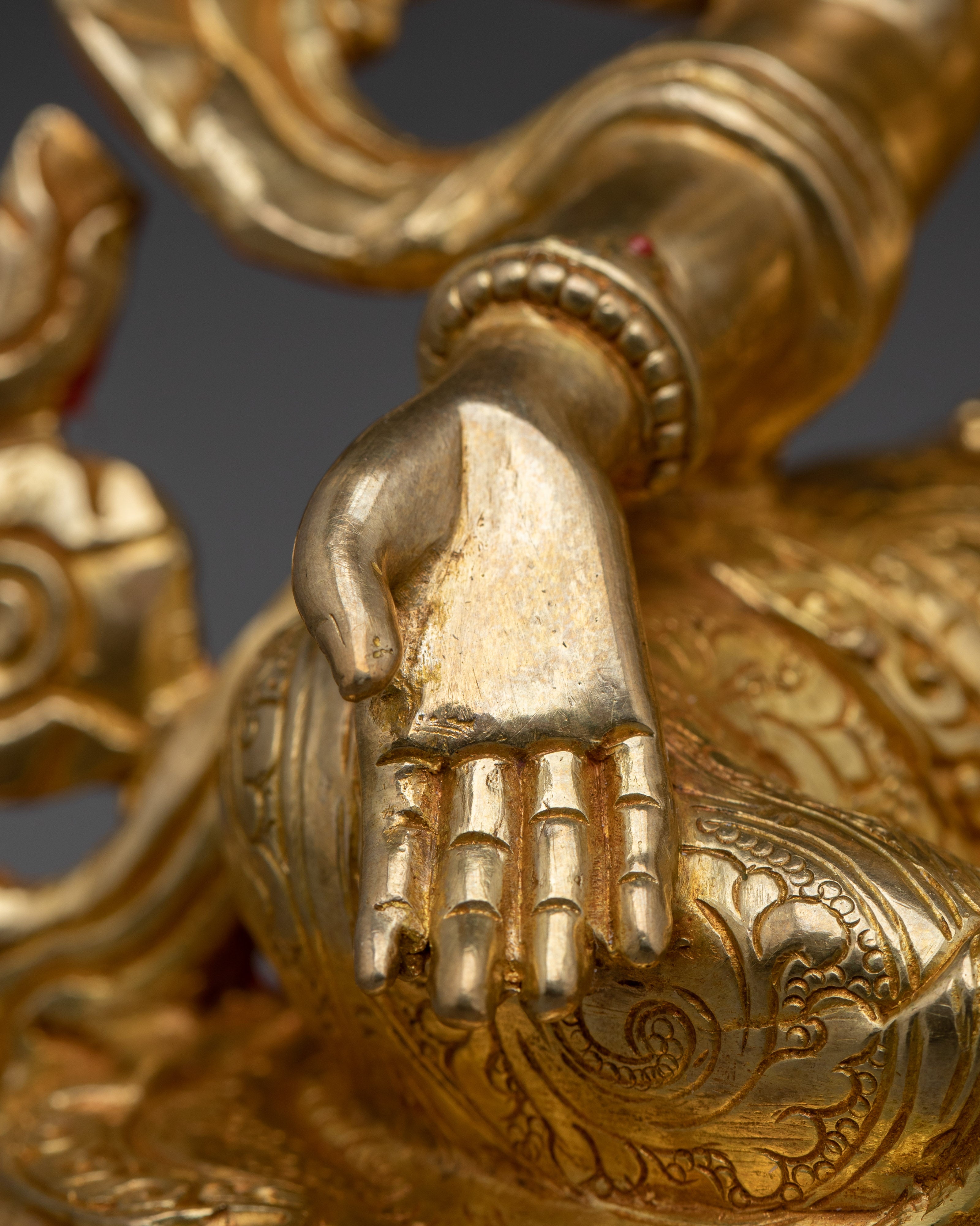 Green Tara 24K Gold Gilded Copper Deity