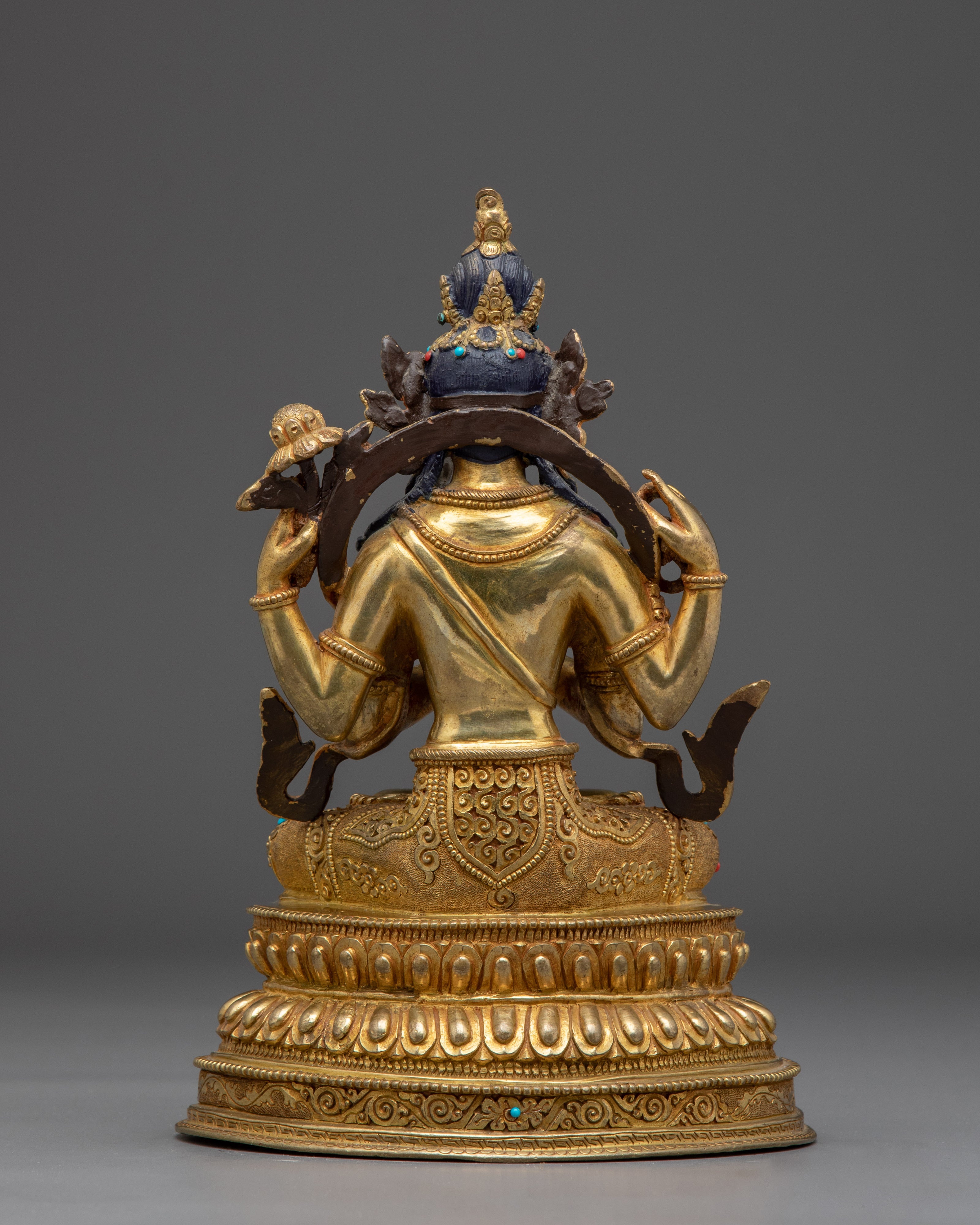 Chenrezig Gold Gilded Copper Deity | Meditation & Spiritual Compassion