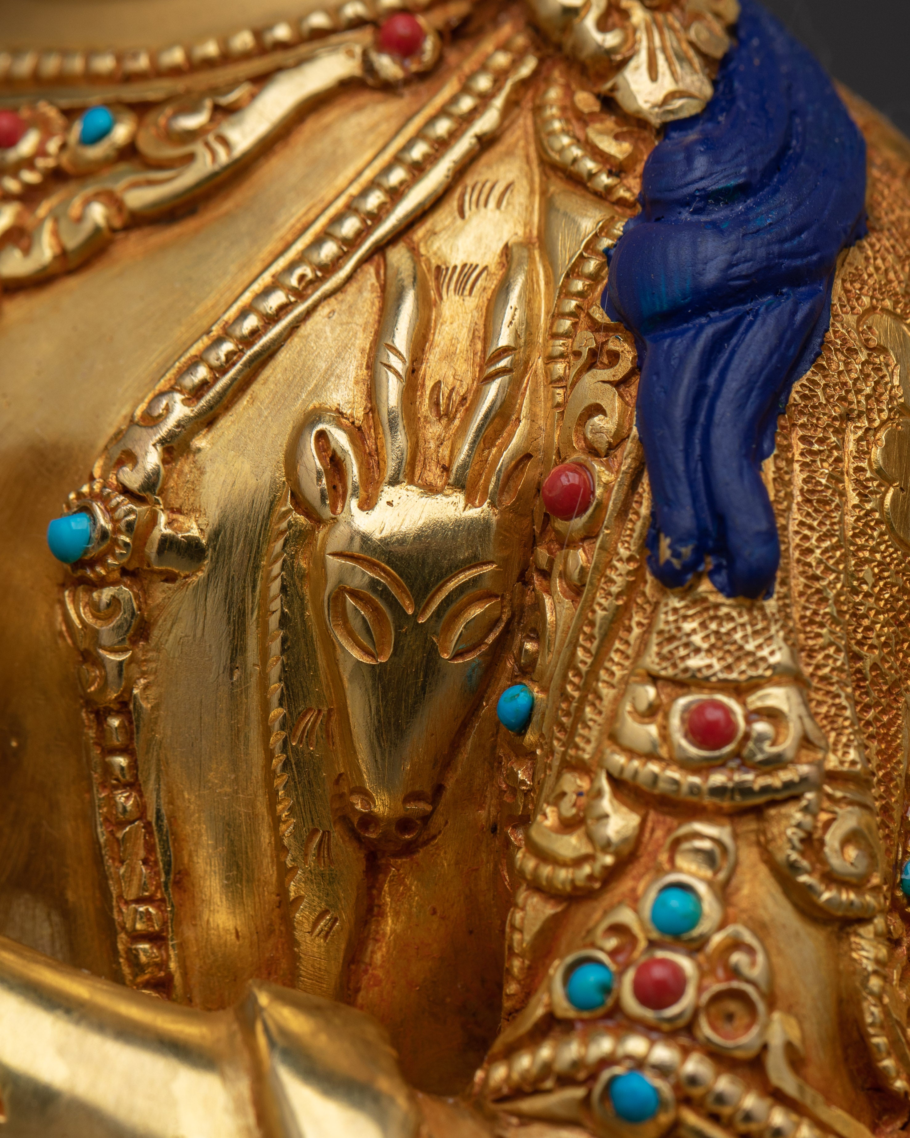 24K Gold Gilded Copper Deity Chenrezig Statue | Tibetan Buddhist Spiritual Decor