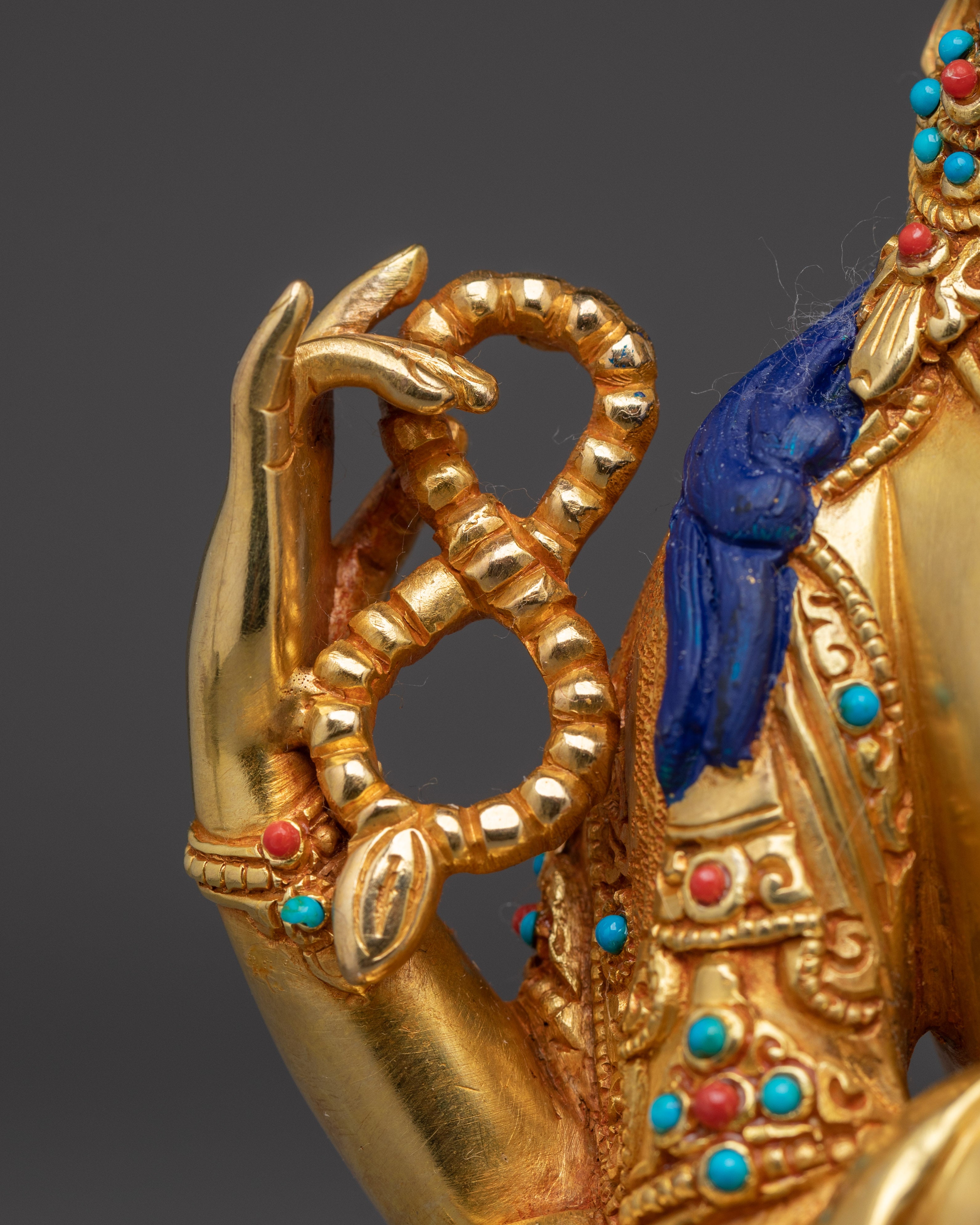 24K Gold Gilded Copper Deity Chenrezig Statue | Tibetan Buddhist Spiritual Decor