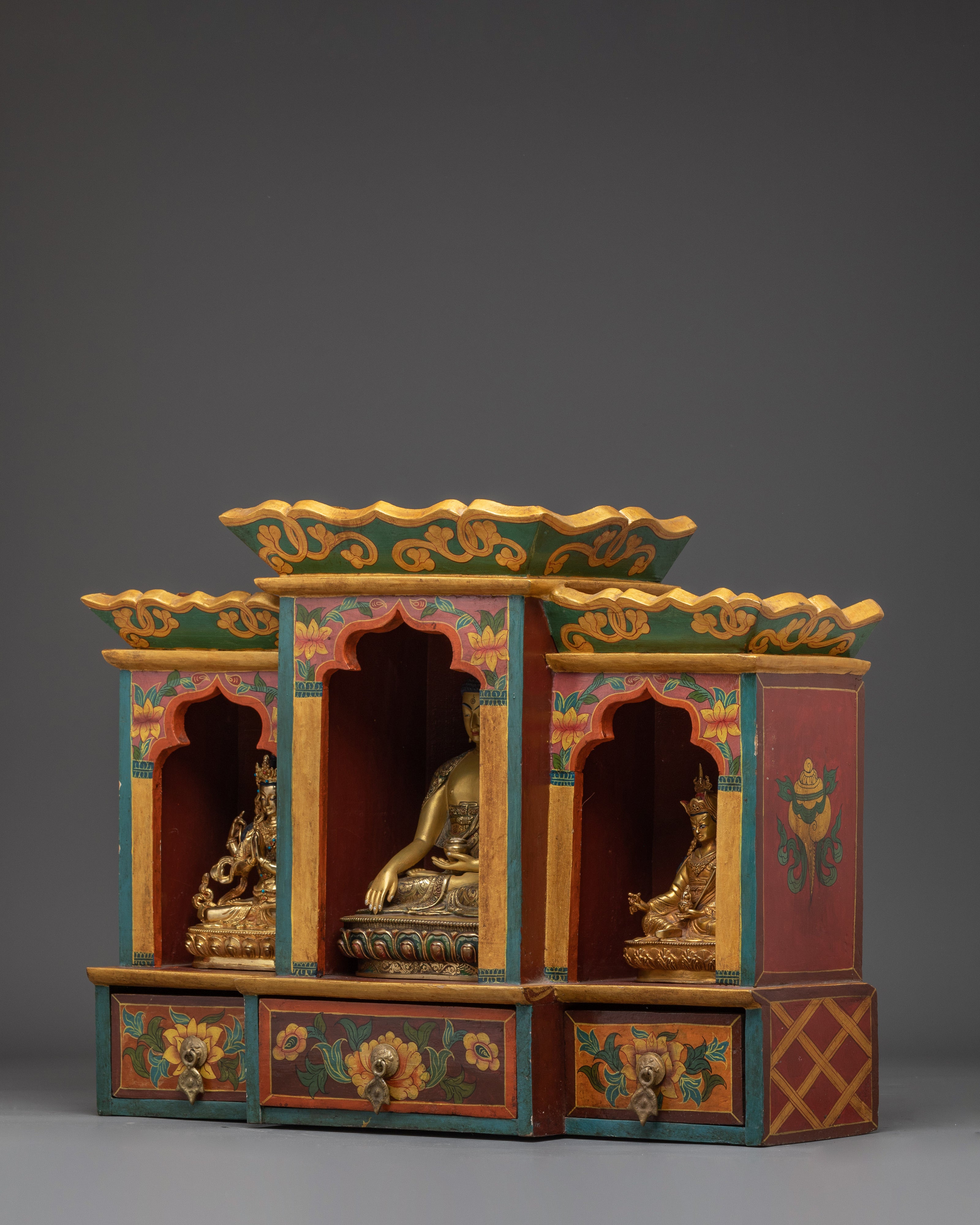 Buddha Dharma Sangha Set | Shakyamuni, Chenrezig & Guru Rinpoche Statue