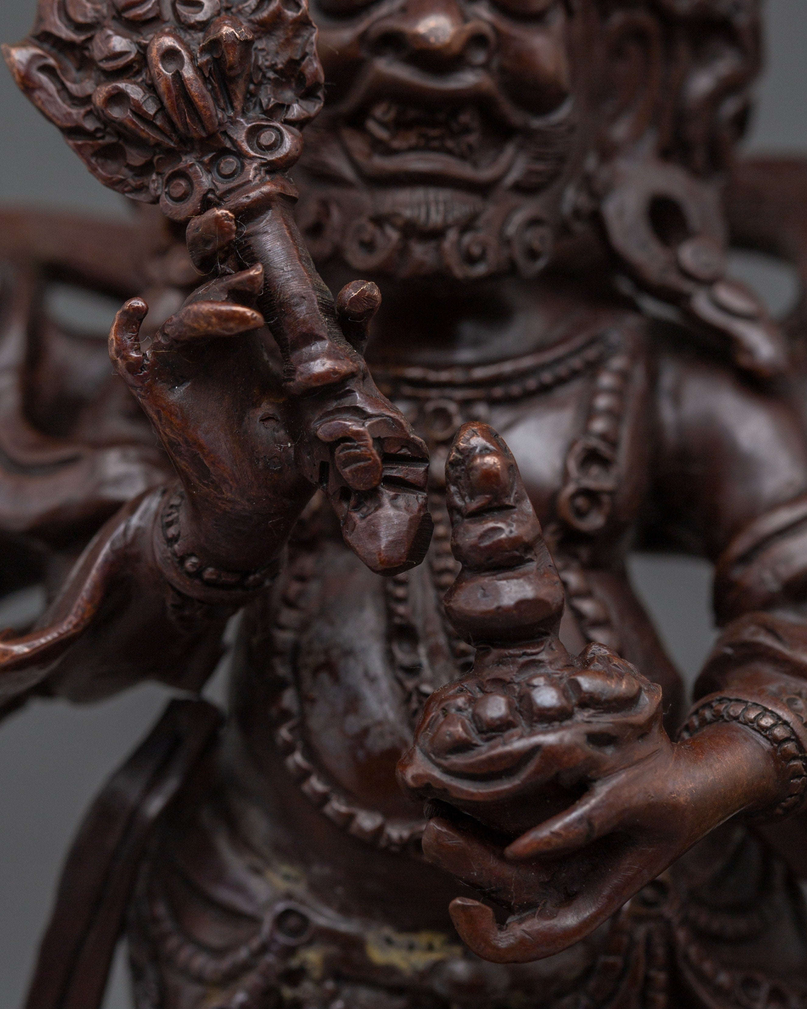 White Mahakala Statue: Wrathful Protection Deity