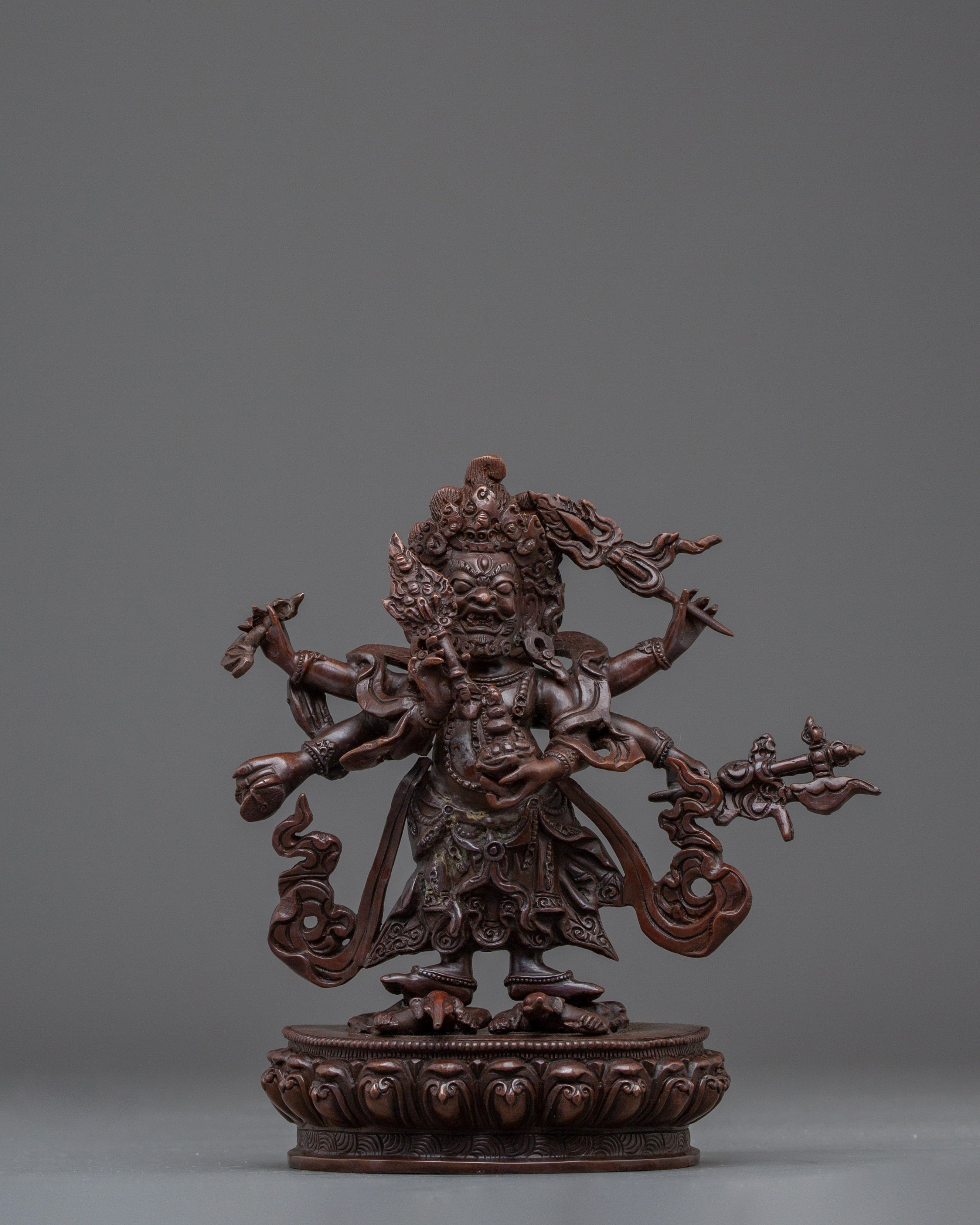 White Mahakala Statue: Wrathful Protection Deity