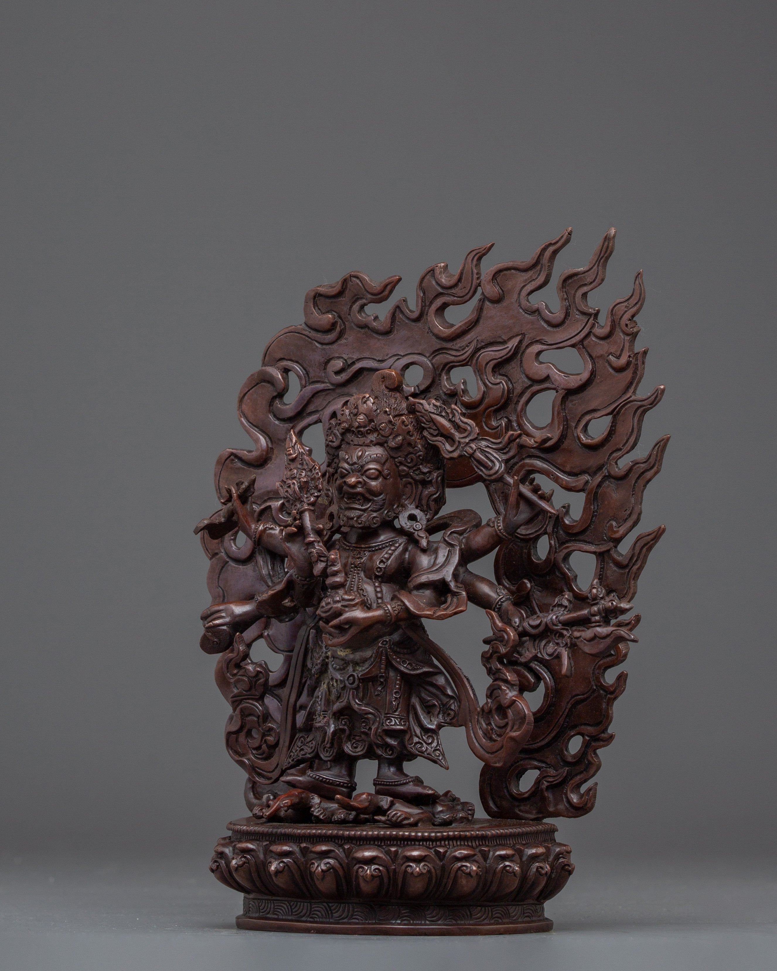 White Mahakala Statue: Wrathful Protection Deity
