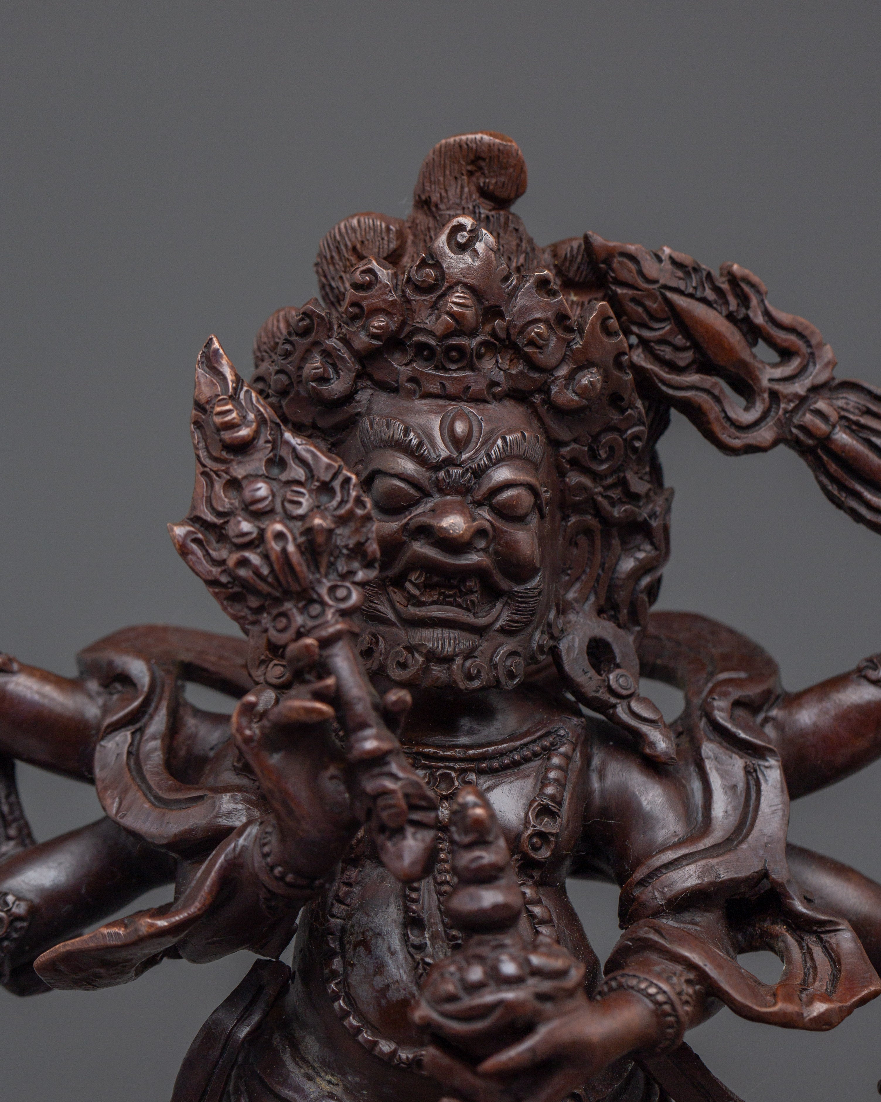 White Mahakala Statue: Wrathful Protection Deity