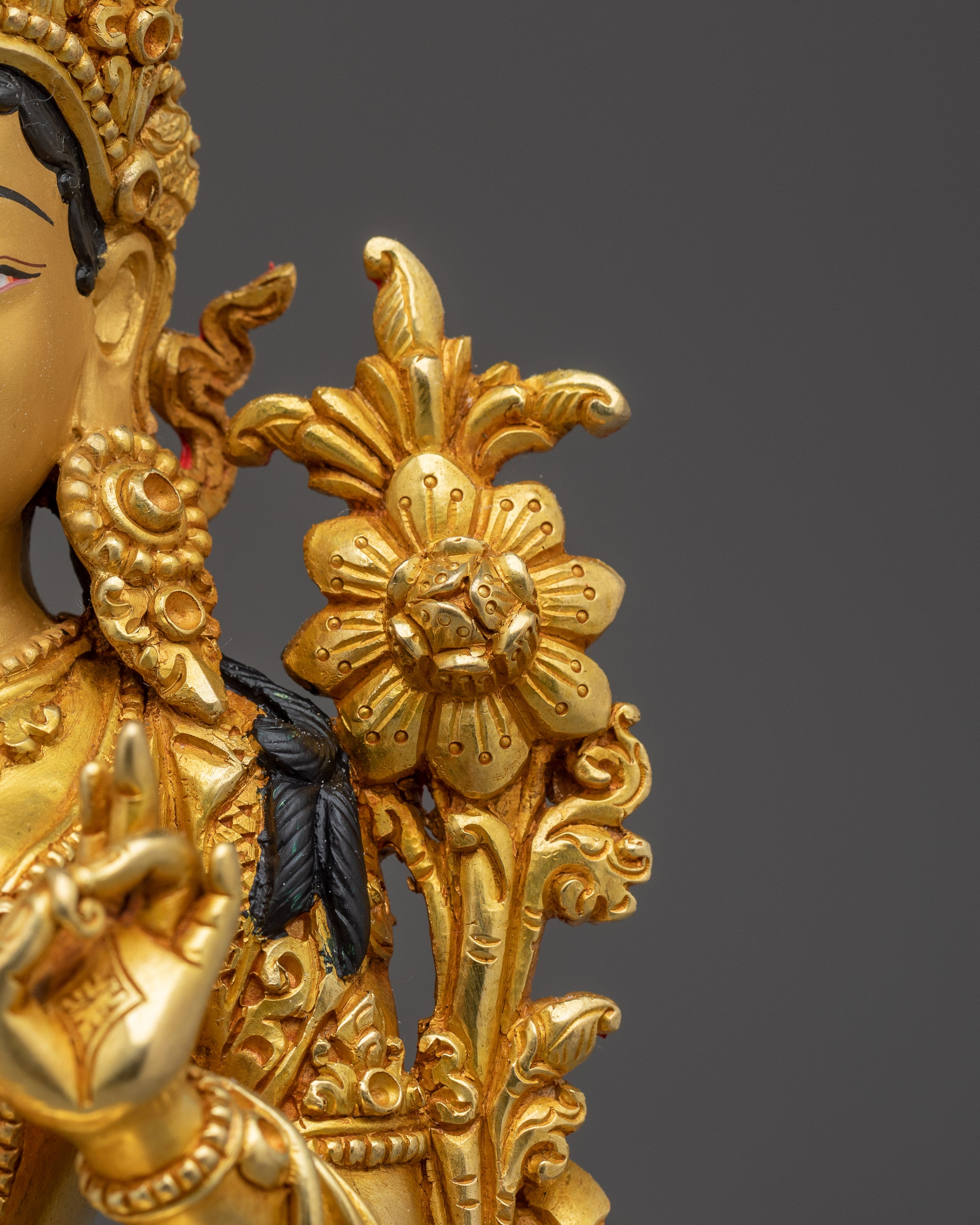 Radiant Golden Shyama Tara Figurine | Green Tara - Mother of Liberation