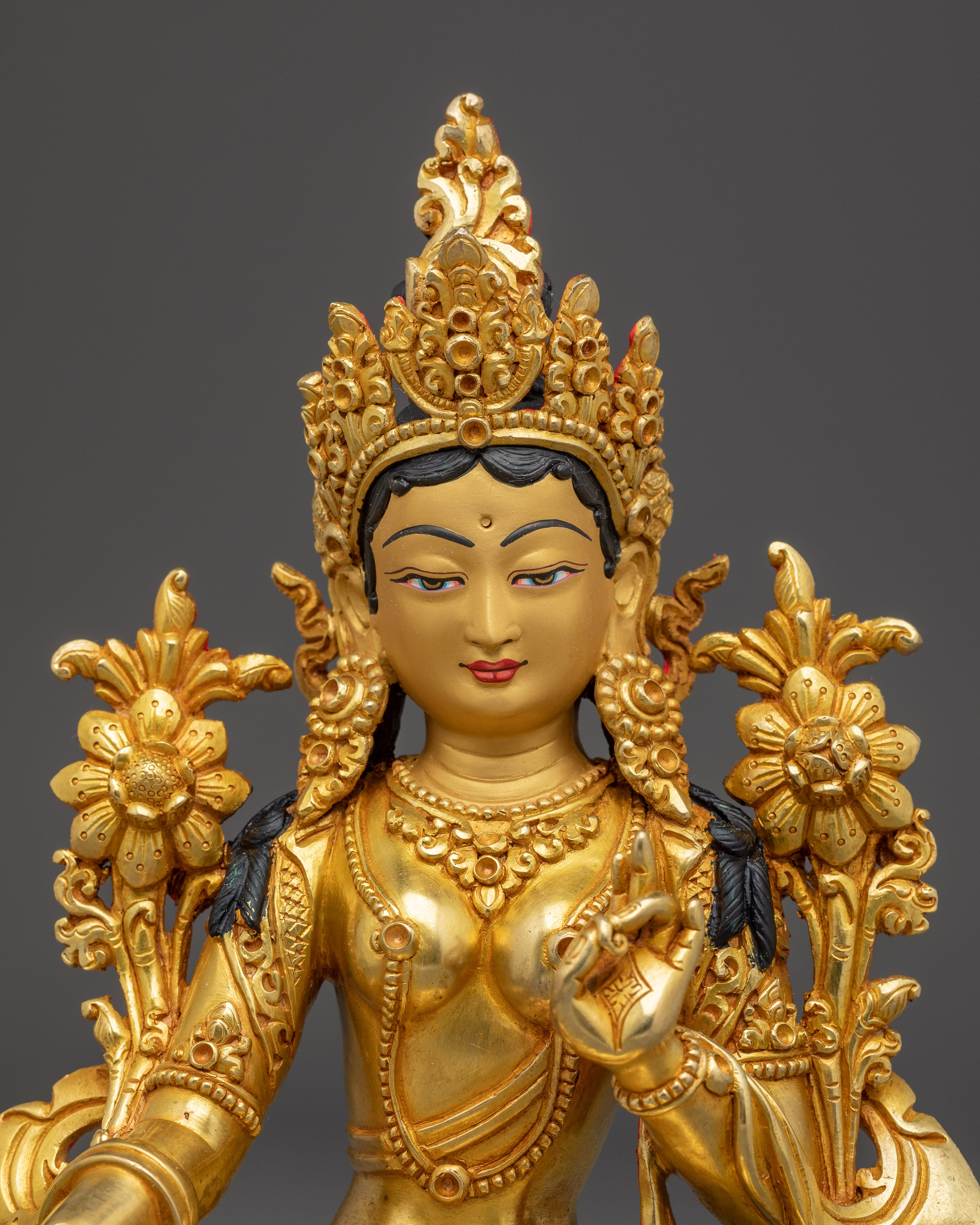 Radiant Golden Shyama Tara Figurine | Green Tara - Mother of Liberation