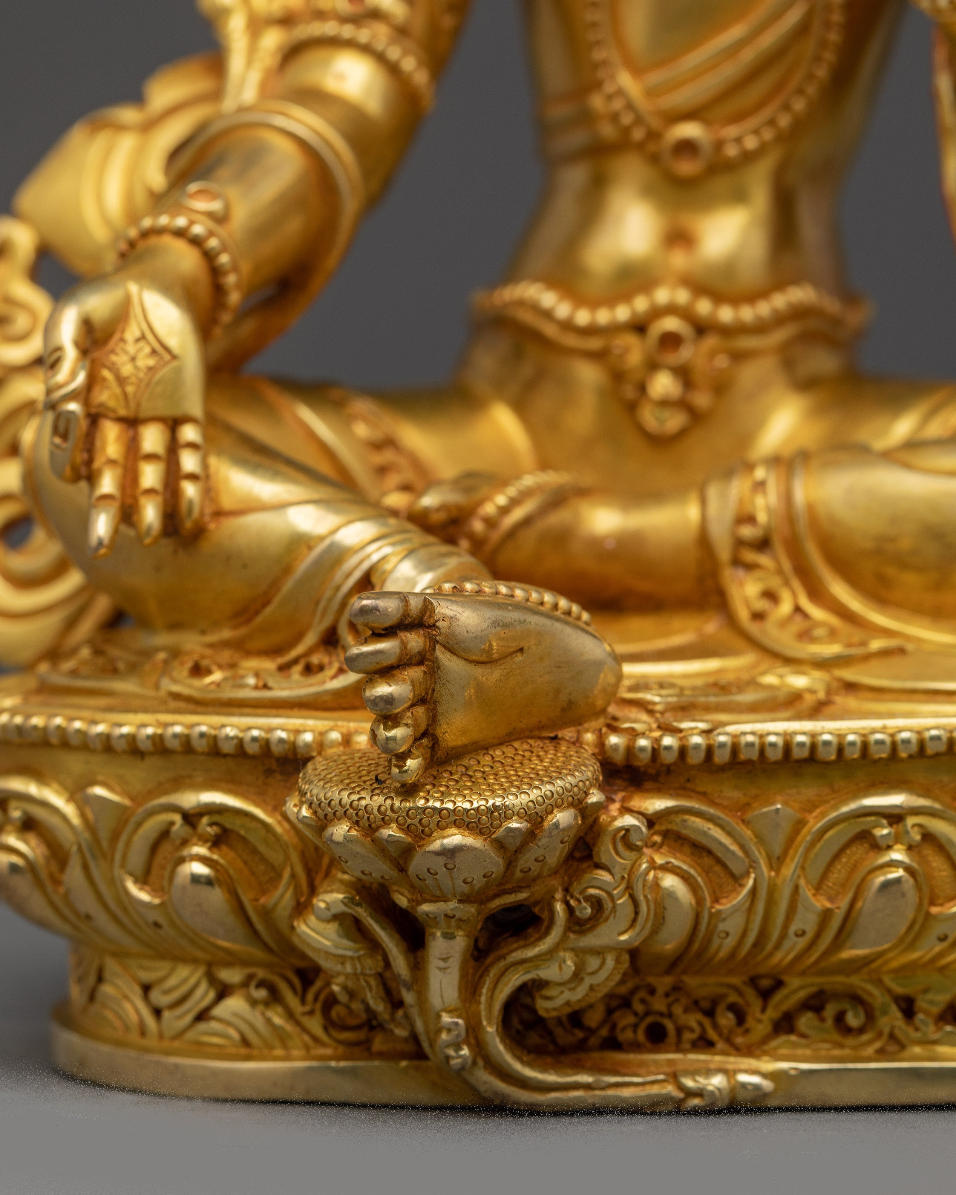 Radiant Golden Shyama Tara Figurine | Green Tara - Mother of Liberation