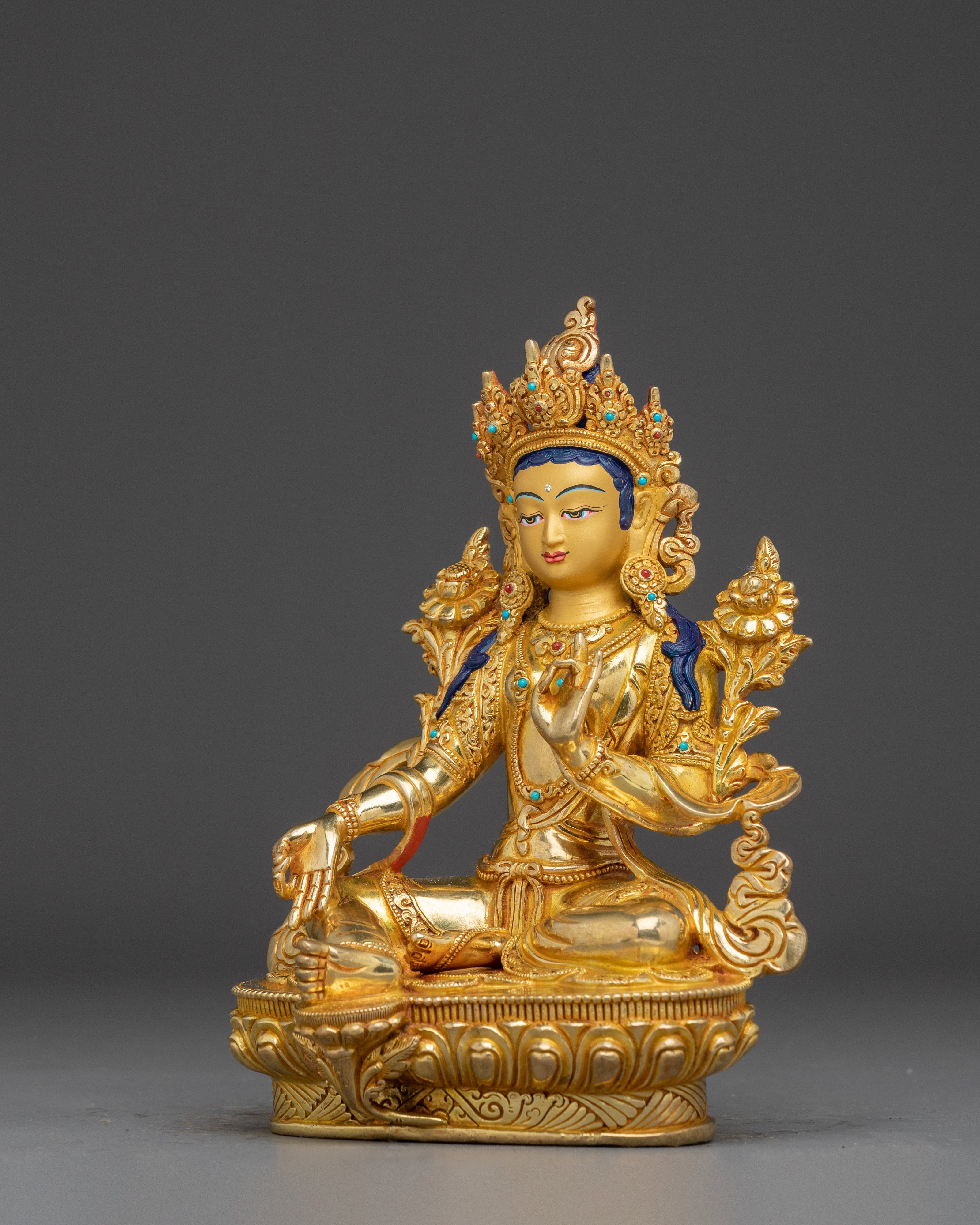 Green Tara, Vajrayana Liberation Deity | Gold Gilded Tibetan Statue