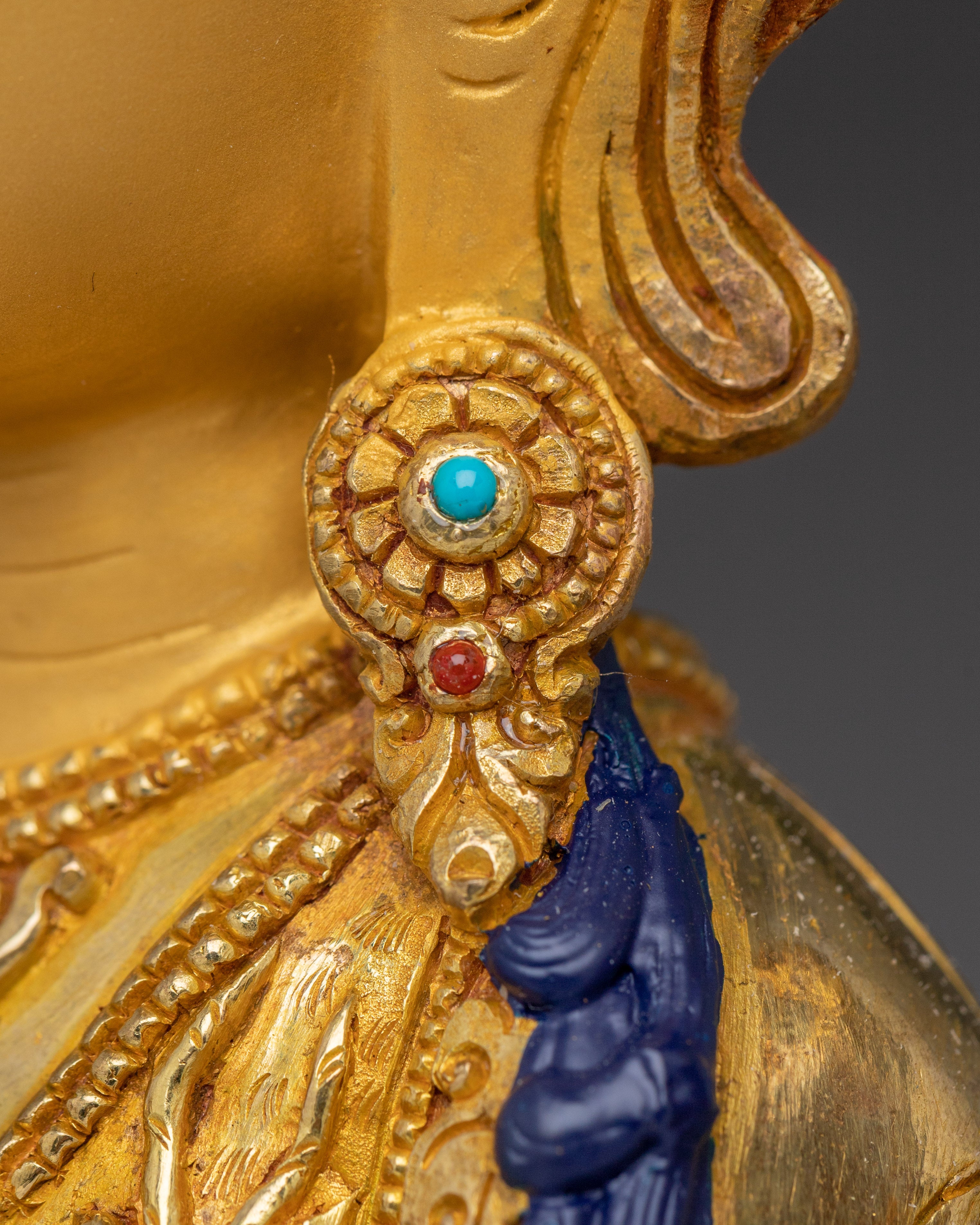 Gold Gilded Chenrezig Sculpture | Handcrafted Tibetan Icon