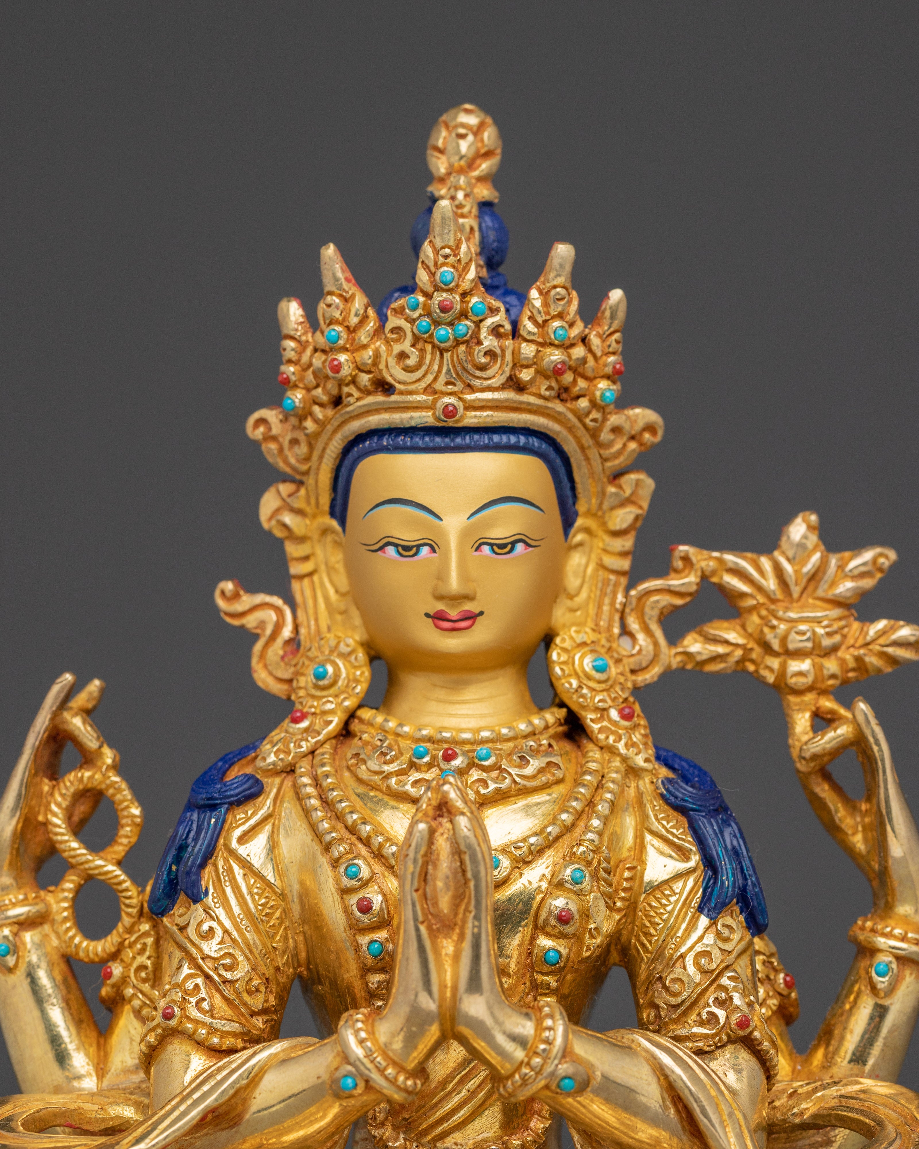 Chenrezig, Divine Mercy Form | Gold Gilded Figure