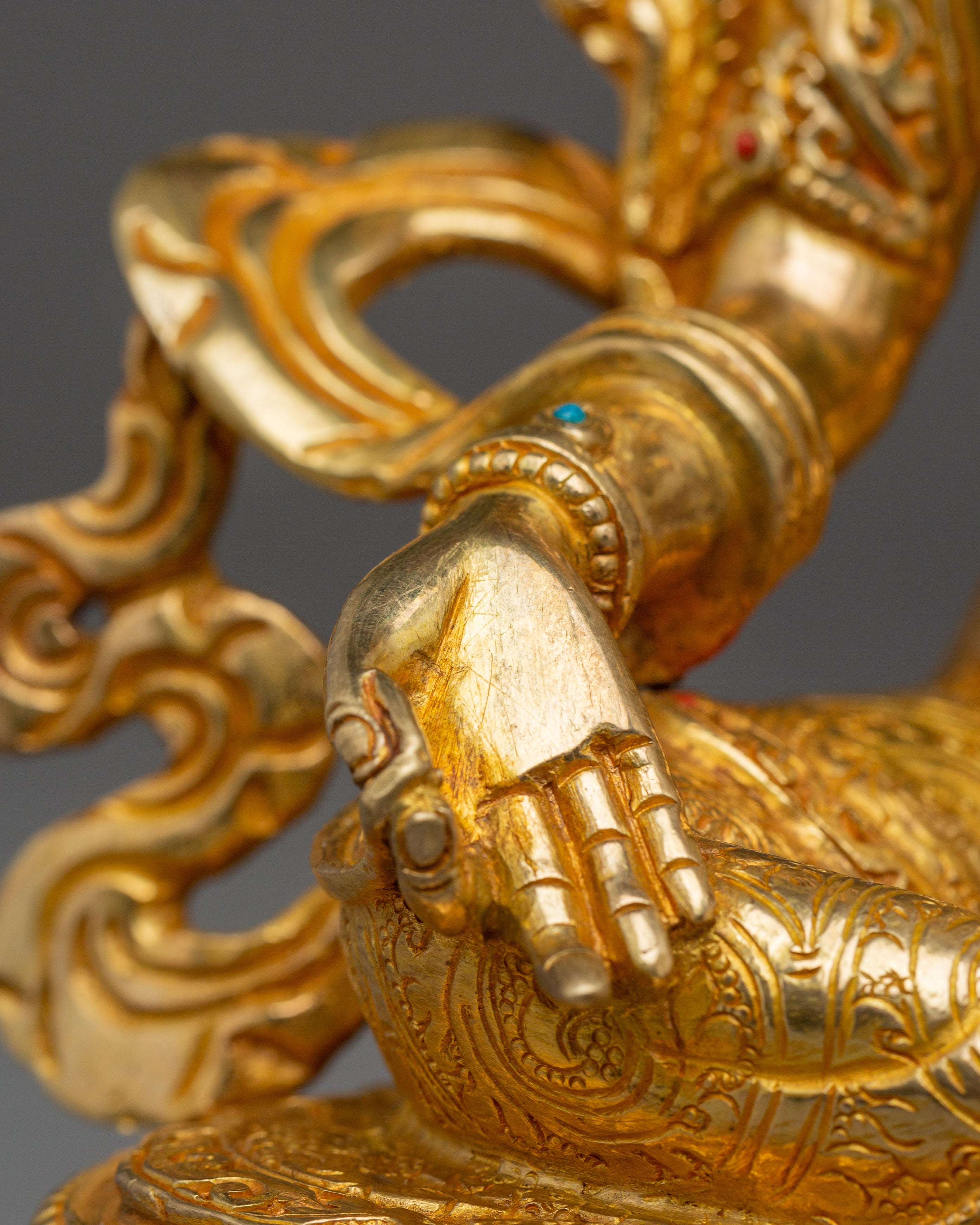Green Tara, Enlightened Feminine Guardian | Gold Gilded Tibetan Deity