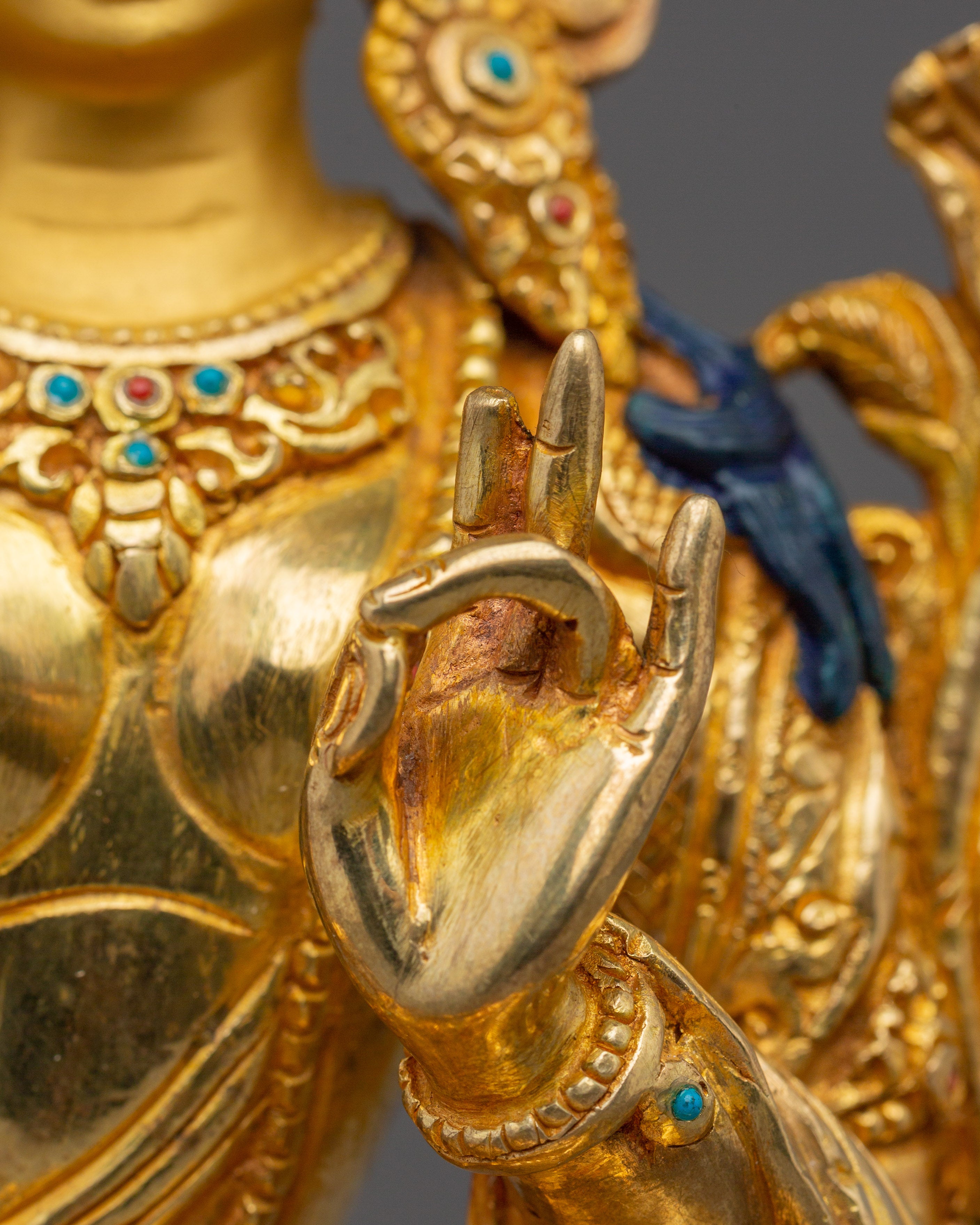 Green Tara, Enlightened Feminine Guardian | Gold Gilded Tibetan Deity