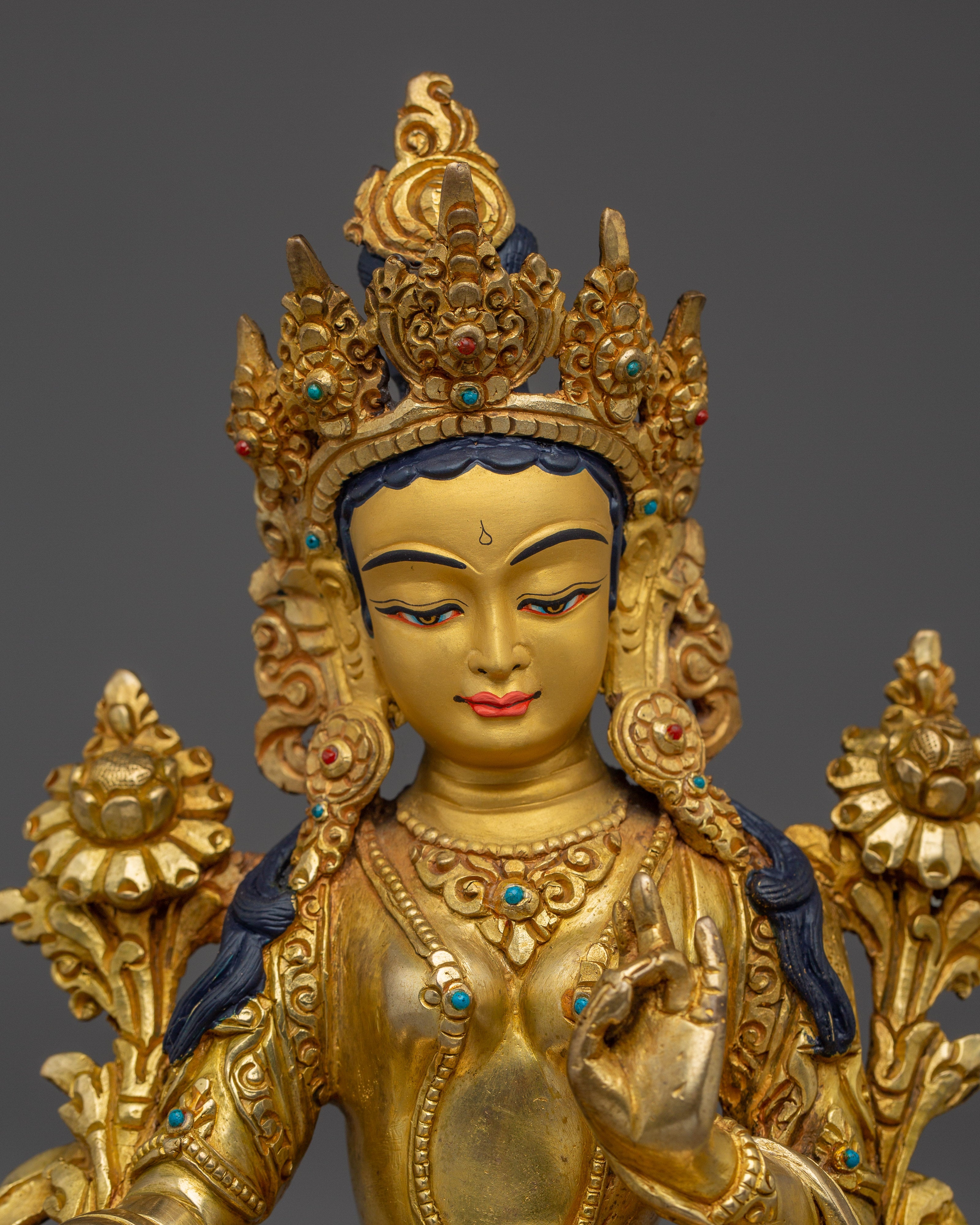 Compassionate Green Tara Figure | Handcrafted Tibetan Icon
