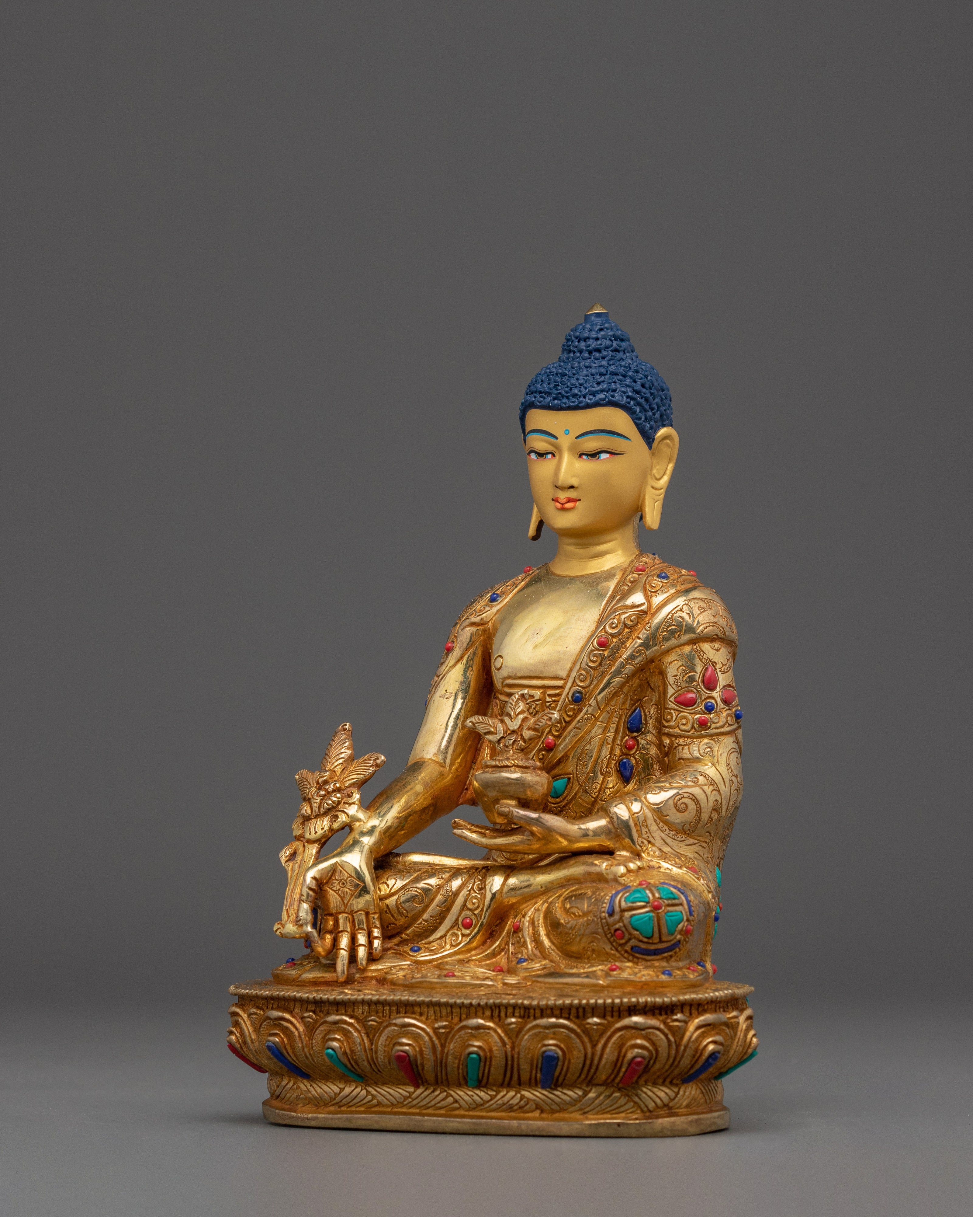 Sacred Medicine Buddha Sculpture | Enlightened Healer in Peaceful Form