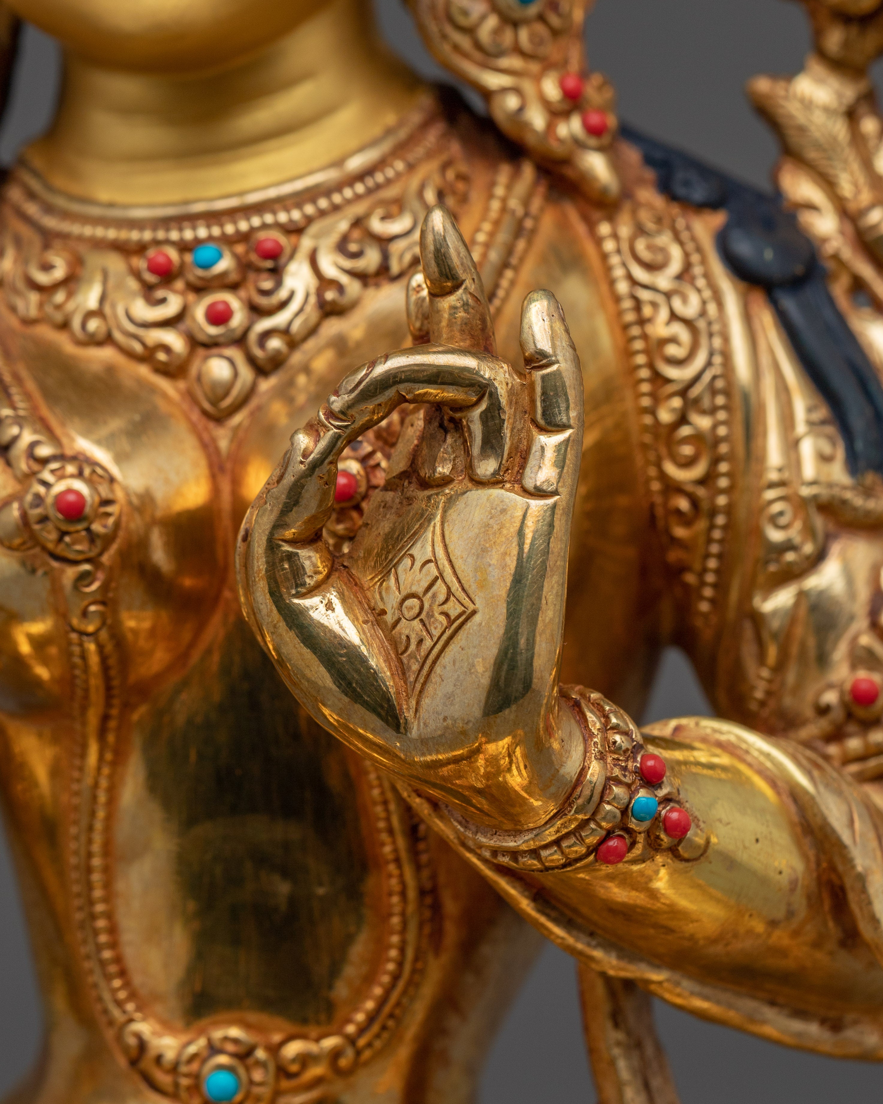 Green Tara With Halo Statue: Mother of All Buddhas