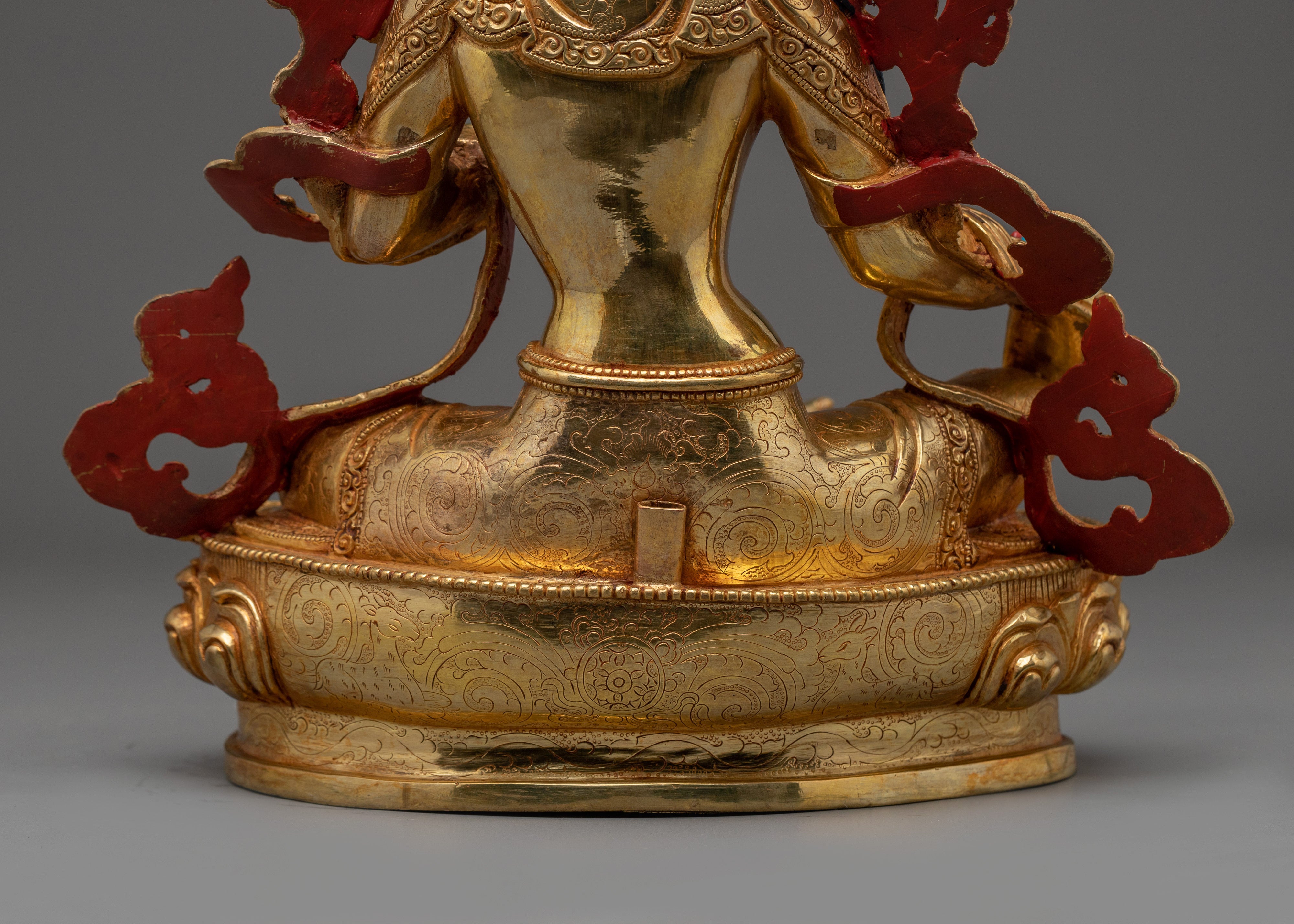 Green Tara With Halo Statue: Mother of All Buddhas