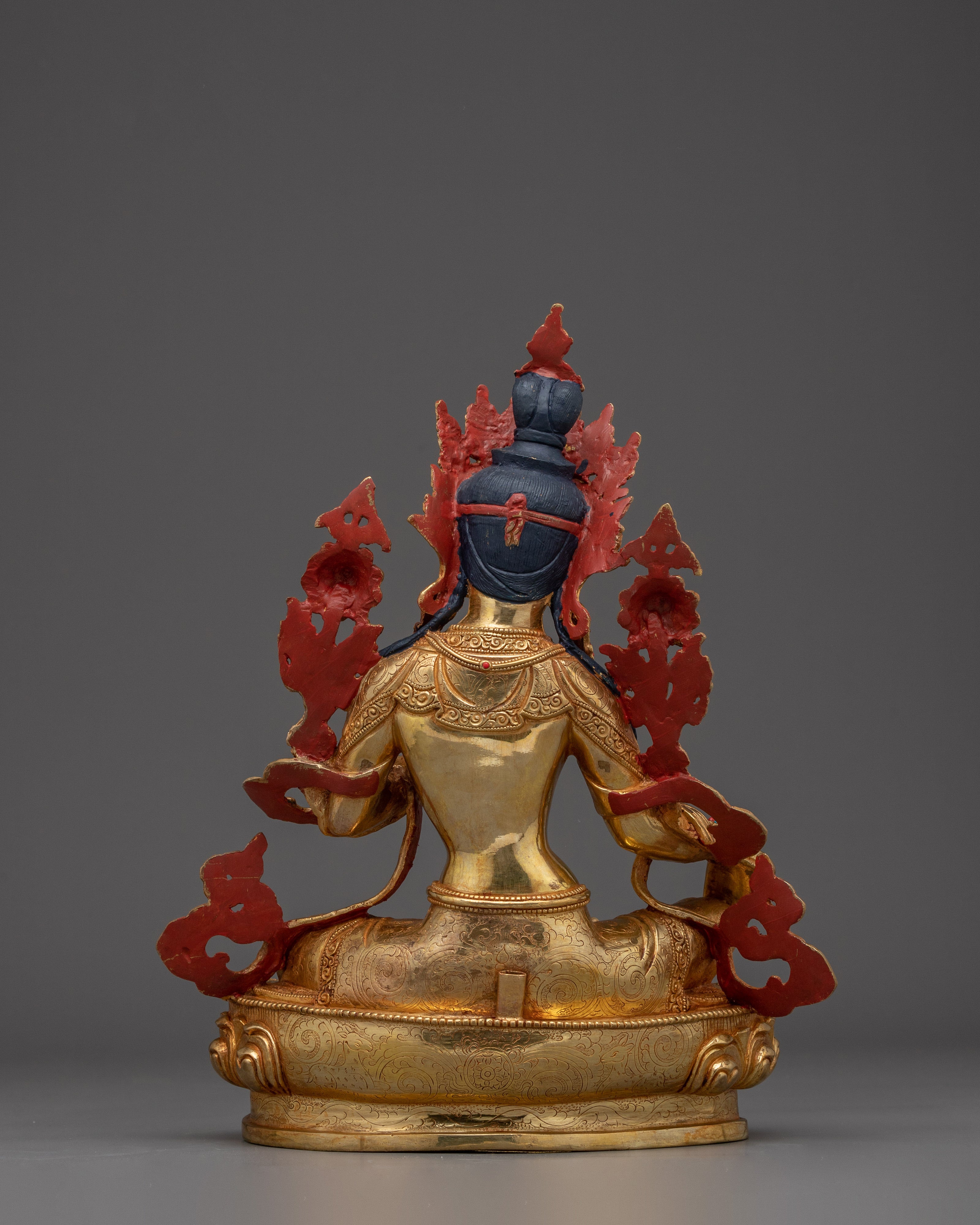 Green Tara With Halo Statue: Mother of All Buddhas