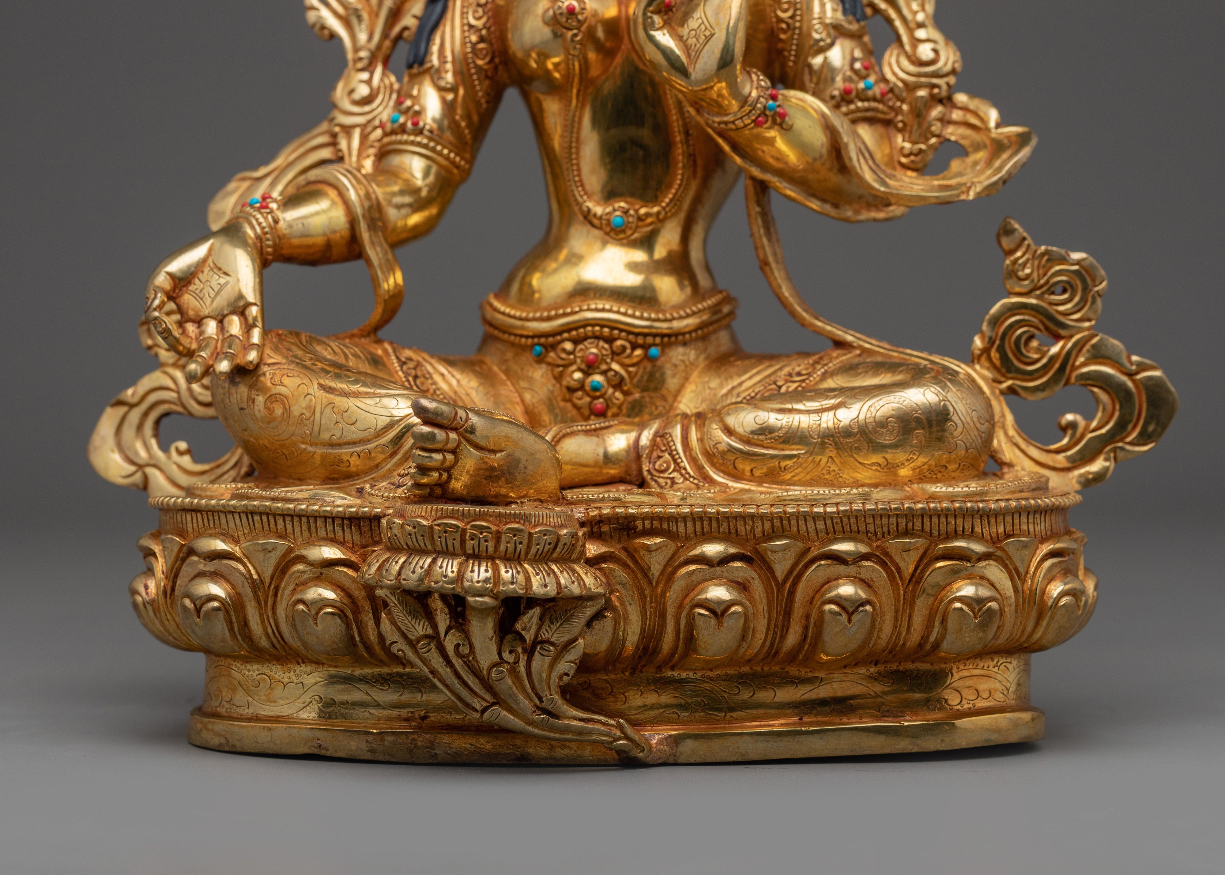 Green Tara With Halo Statue: Mother of All Buddhas