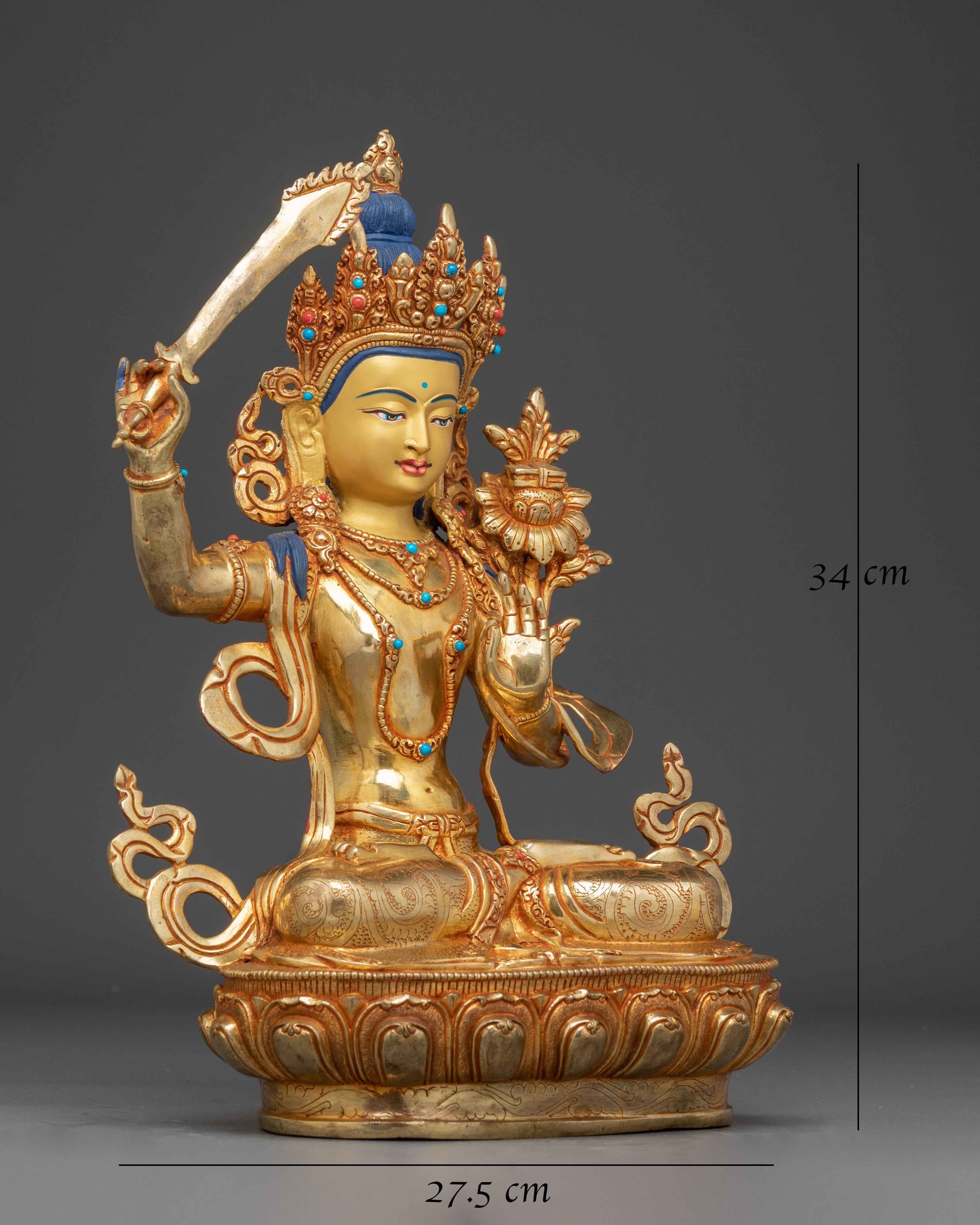 Golden Manjushri Statue: The Wisdom Bodhisattva