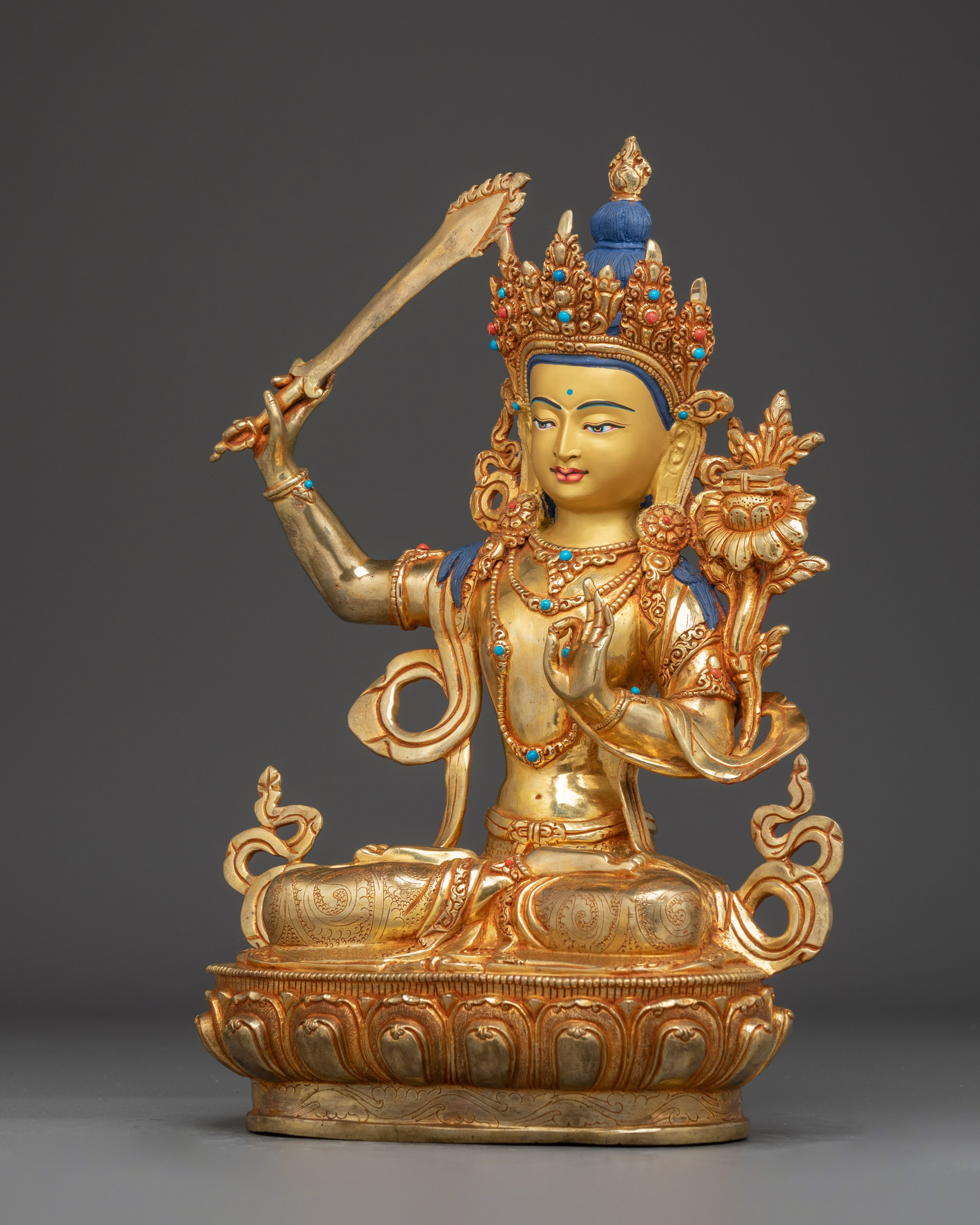 Golden Manjushri Statue: The Wisdom Bodhisattva