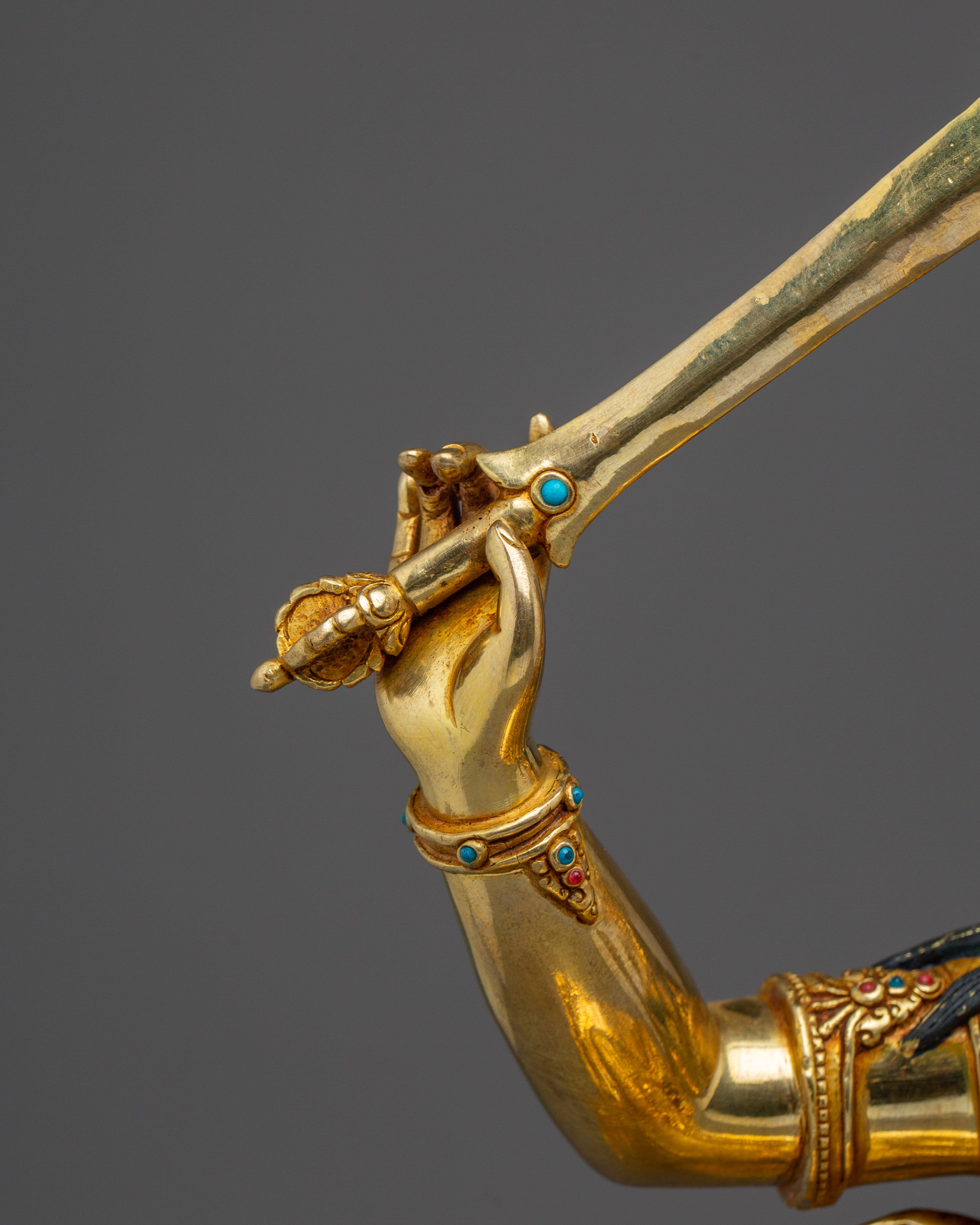 Golden Manjushri Handmade Art | Buddhist Revered Deity