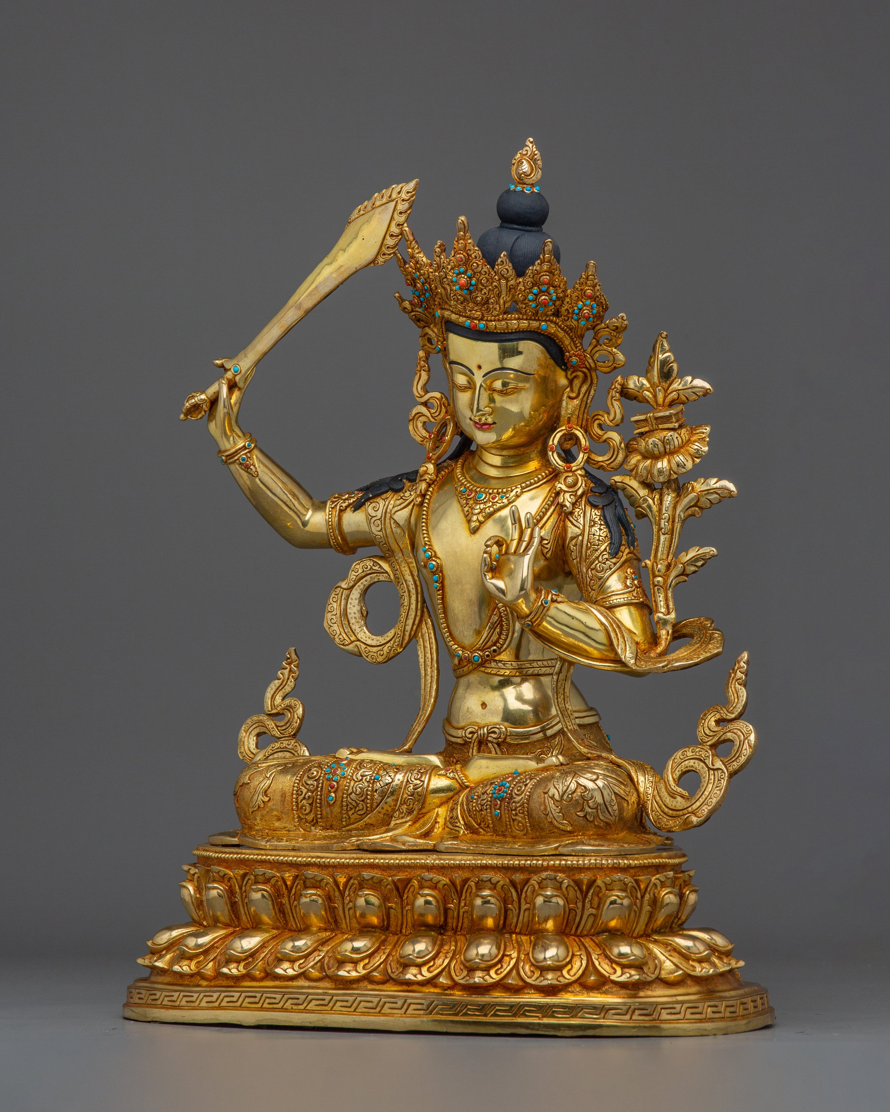 Golden Manjushri Handmade Art | Buddhist Revered Deity