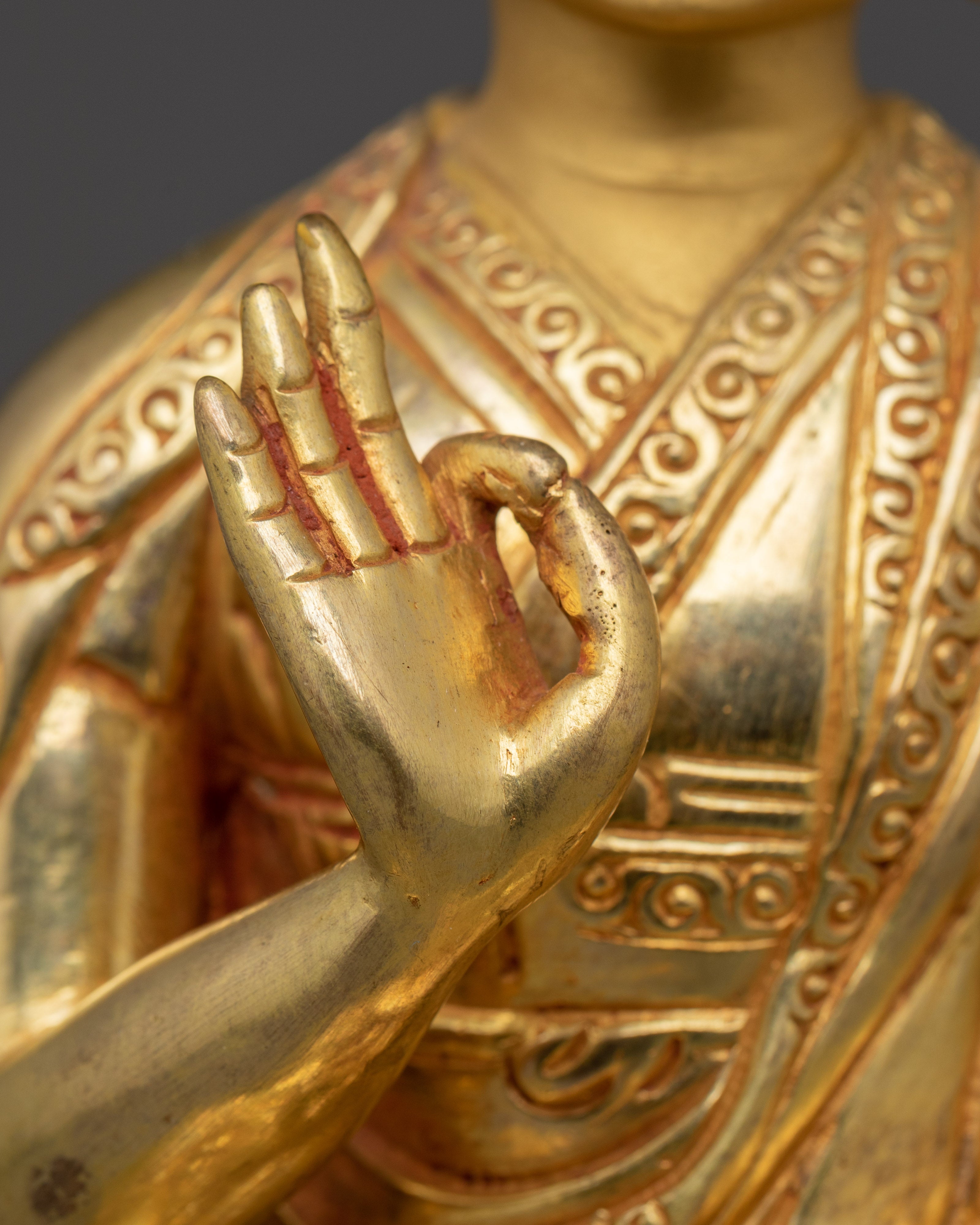 Tibetan Tsongkhapa Statue Set | Nepali Crafted Vajrayana Icons