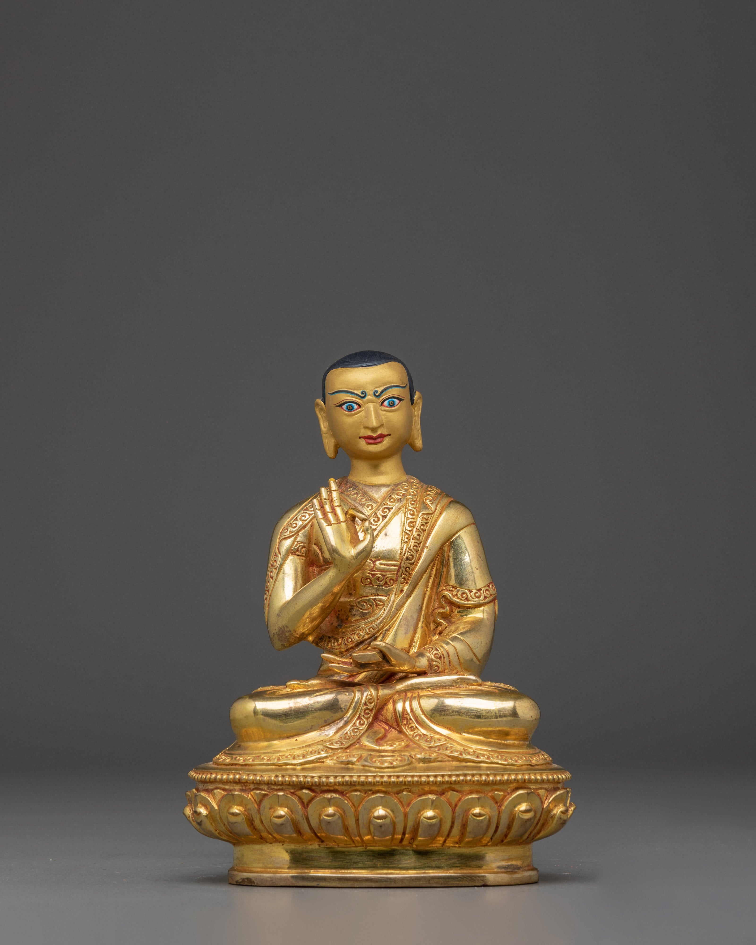 Tibetan Tsongkhapa Statue Set | Nepali Crafted Vajrayana Icons