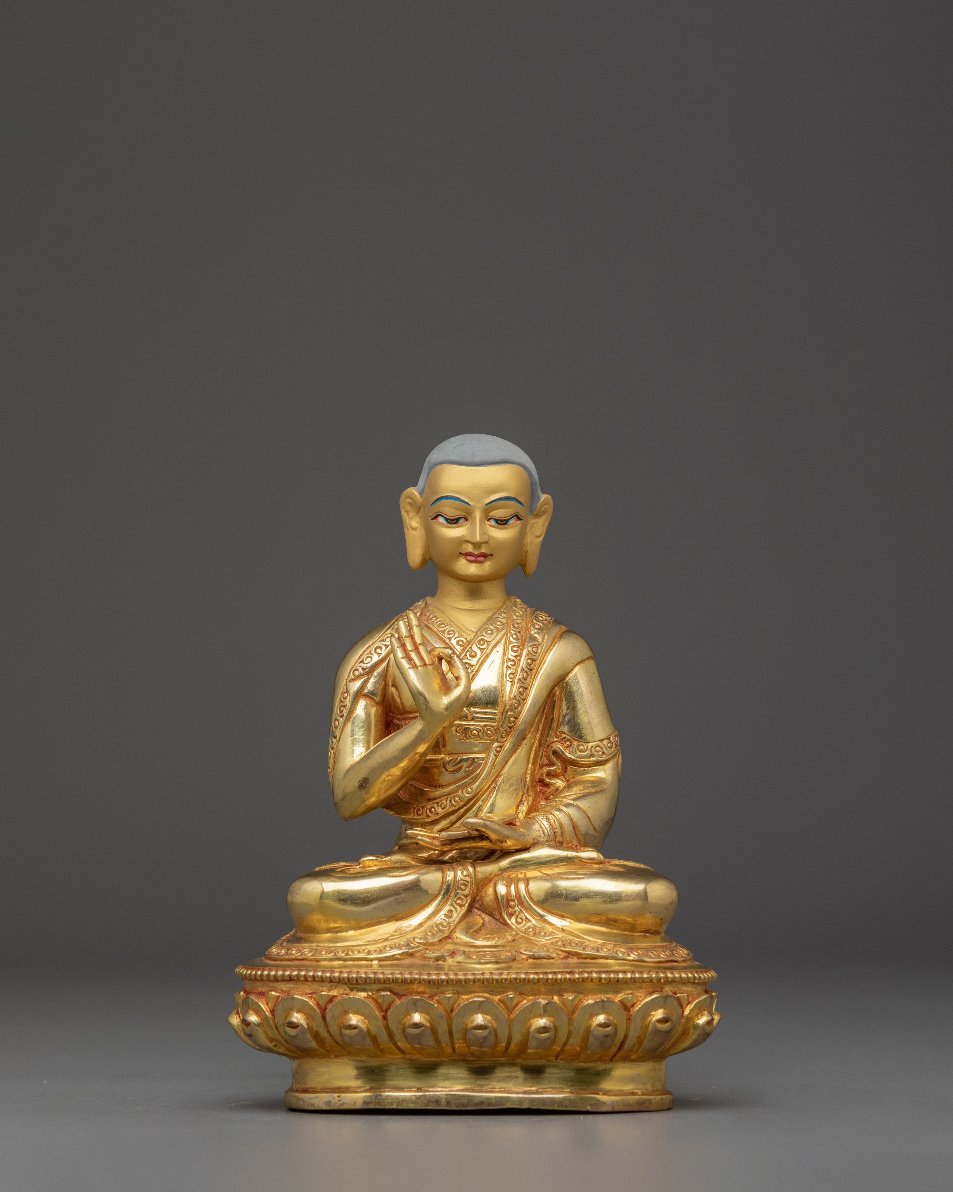 Tibetan Tsongkhapa Statue Set | Nepali Crafted Vajrayana Icons