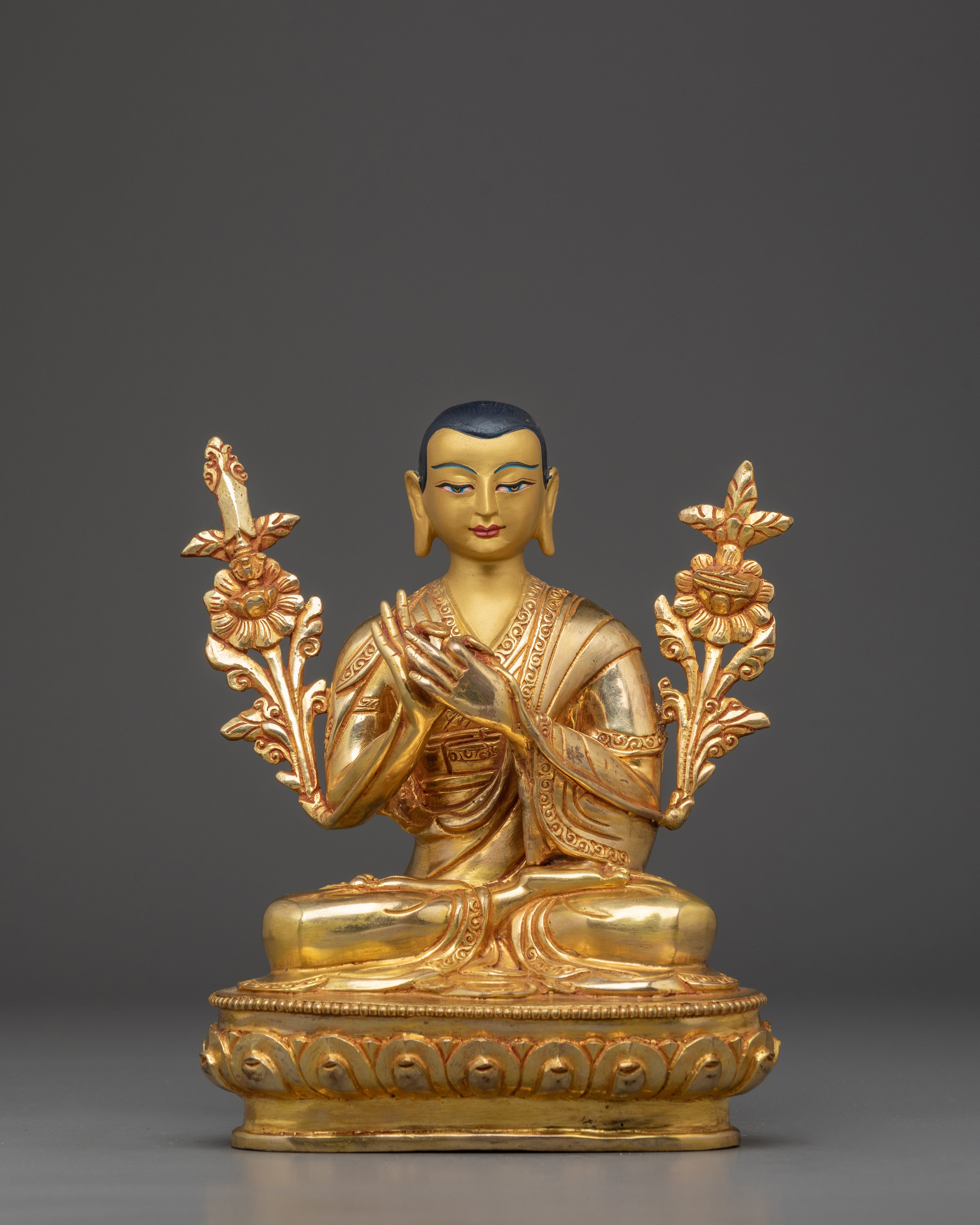 Tibetan Tsongkhapa Statue Set | Nepali Crafted Vajrayana Icons