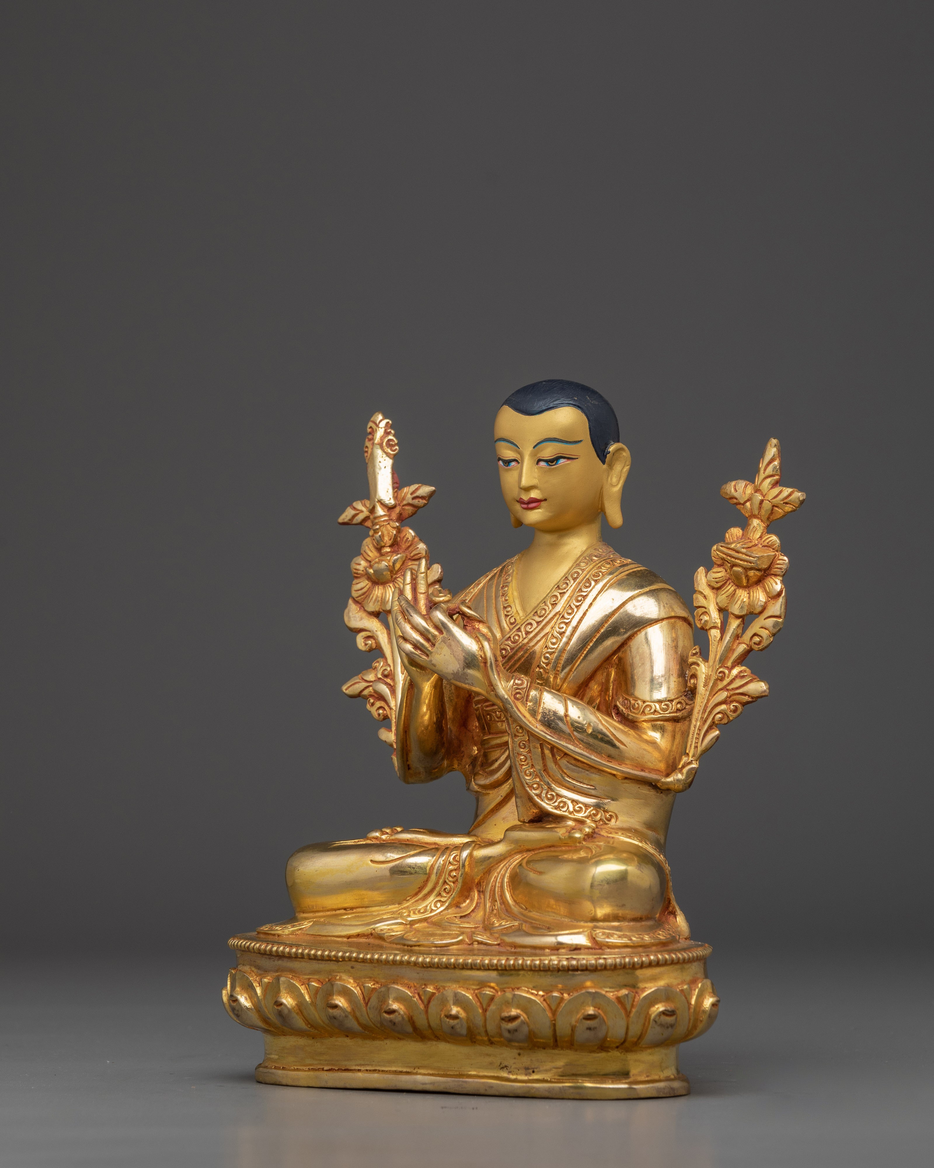 Tibetan Tsongkhapa Statue Set | Nepali Crafted Vajrayana Icons