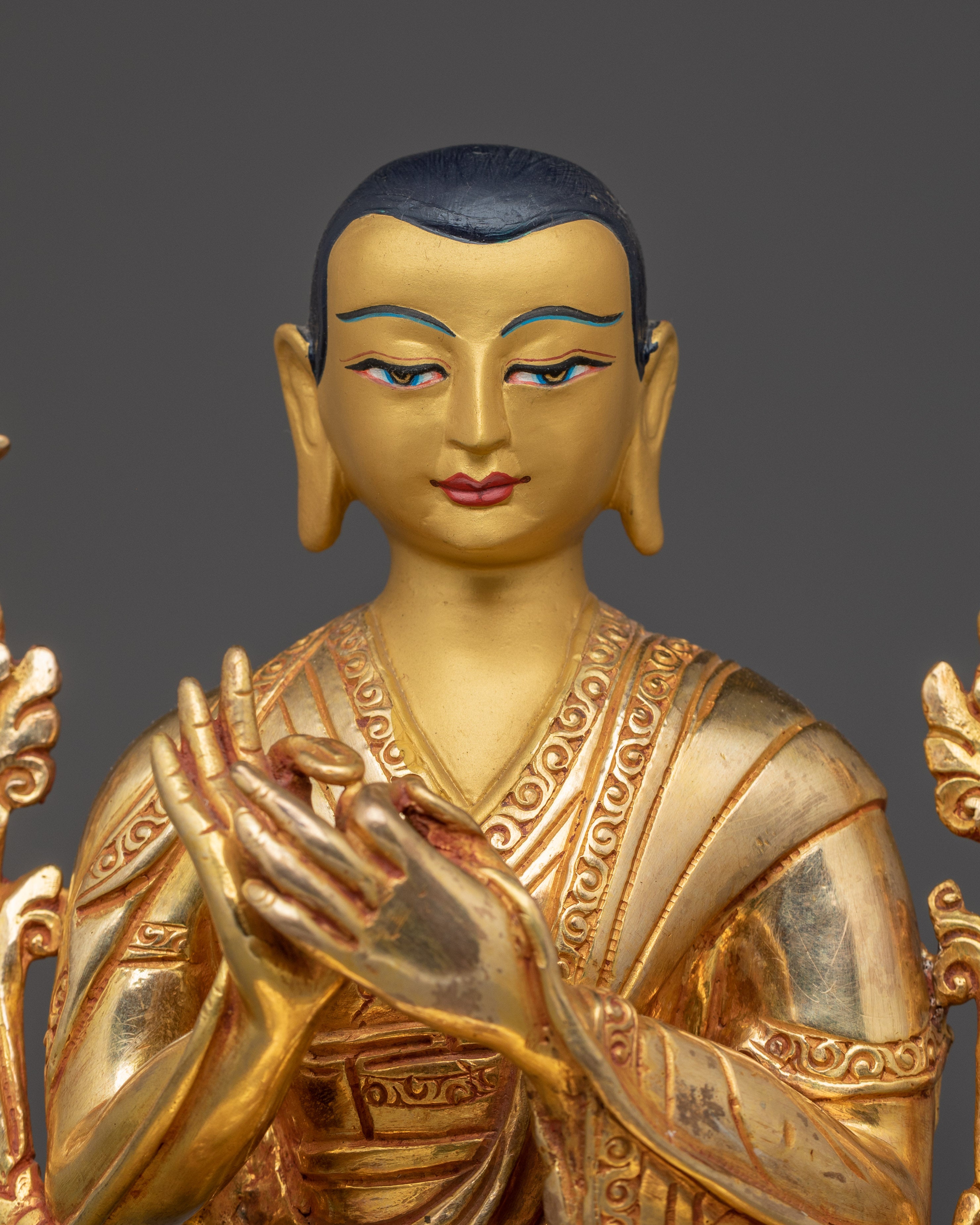 Sacred Tsongkhapa Statue | Gold Gilded Tibetan Artwork