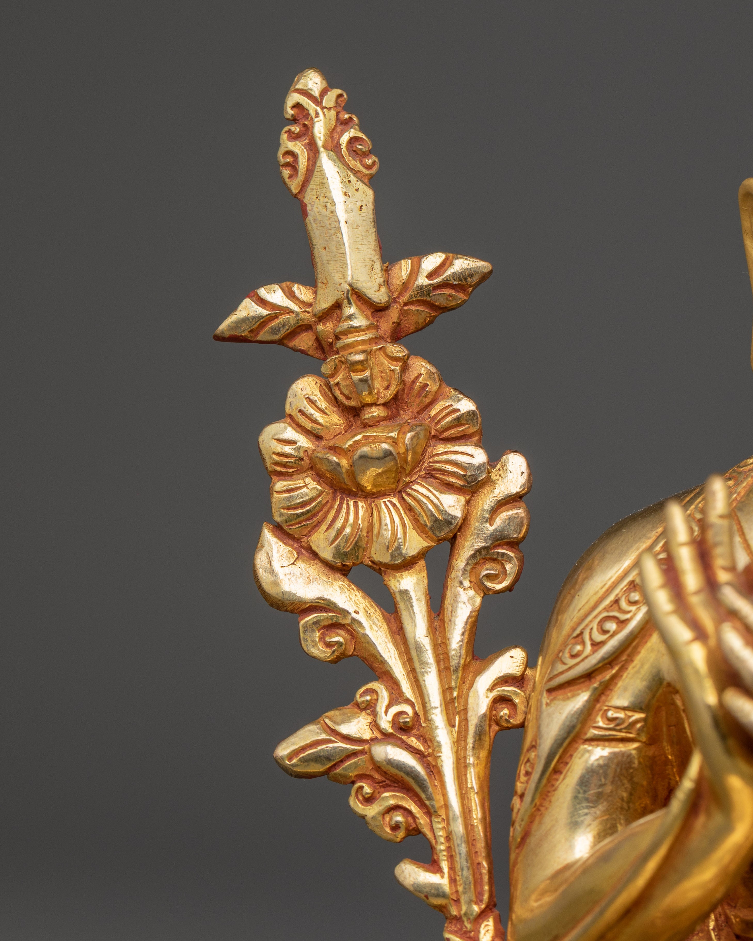 Sacred Tsongkhapa Statue | Gold Gilded Tibetan Artwork