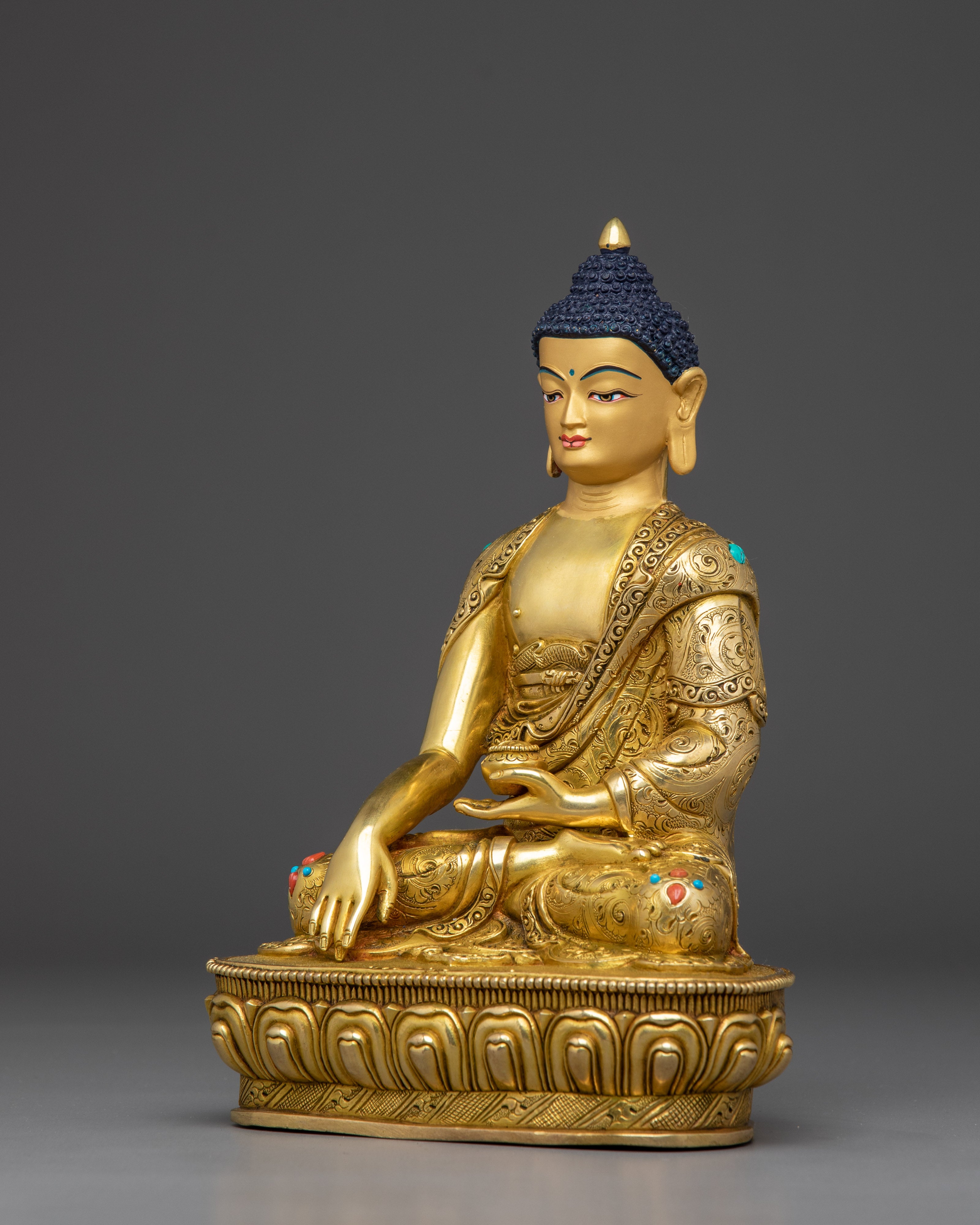 Enlightened Golden Shakyamuni Buddha Sculpture | Historical Buddha