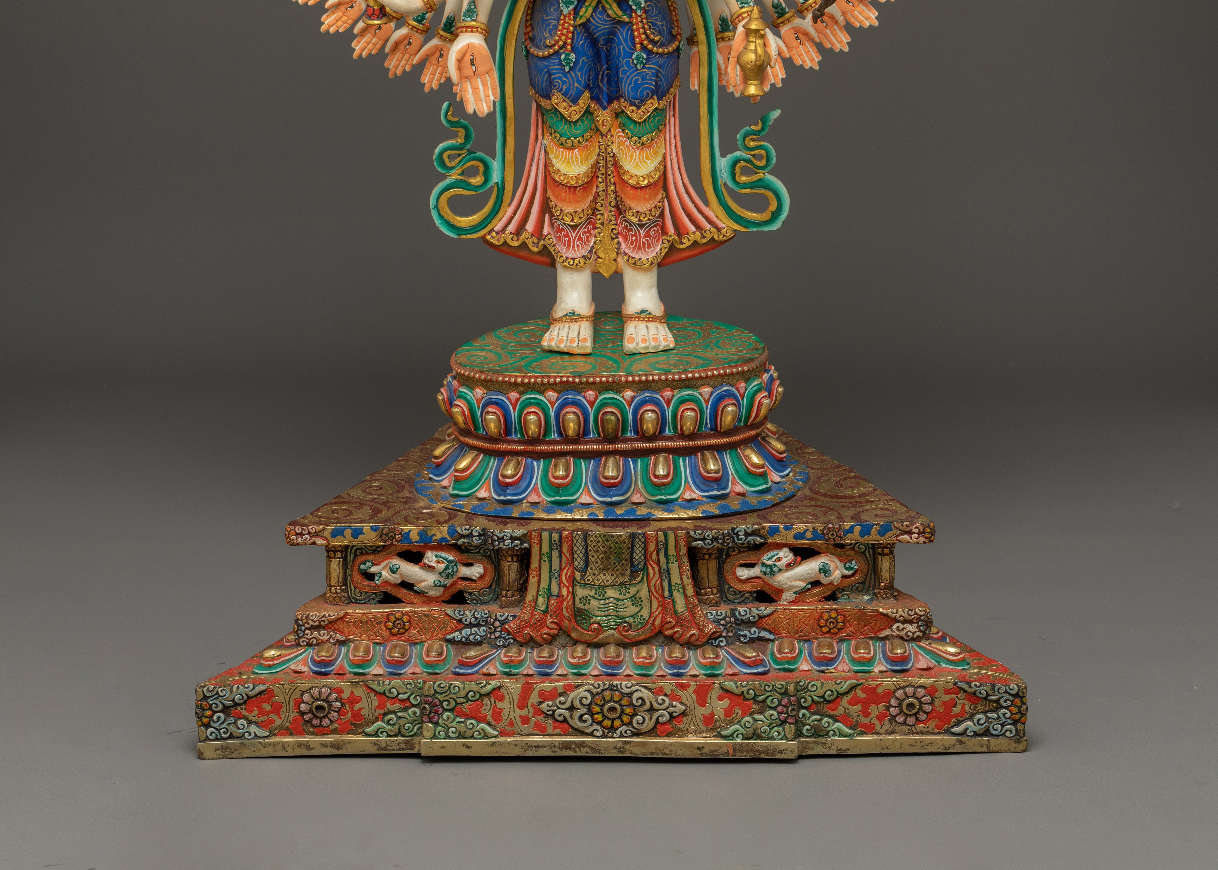 Handmade Colorful 1000 Armed Chenrezig | Tibetan Buddhist Icon