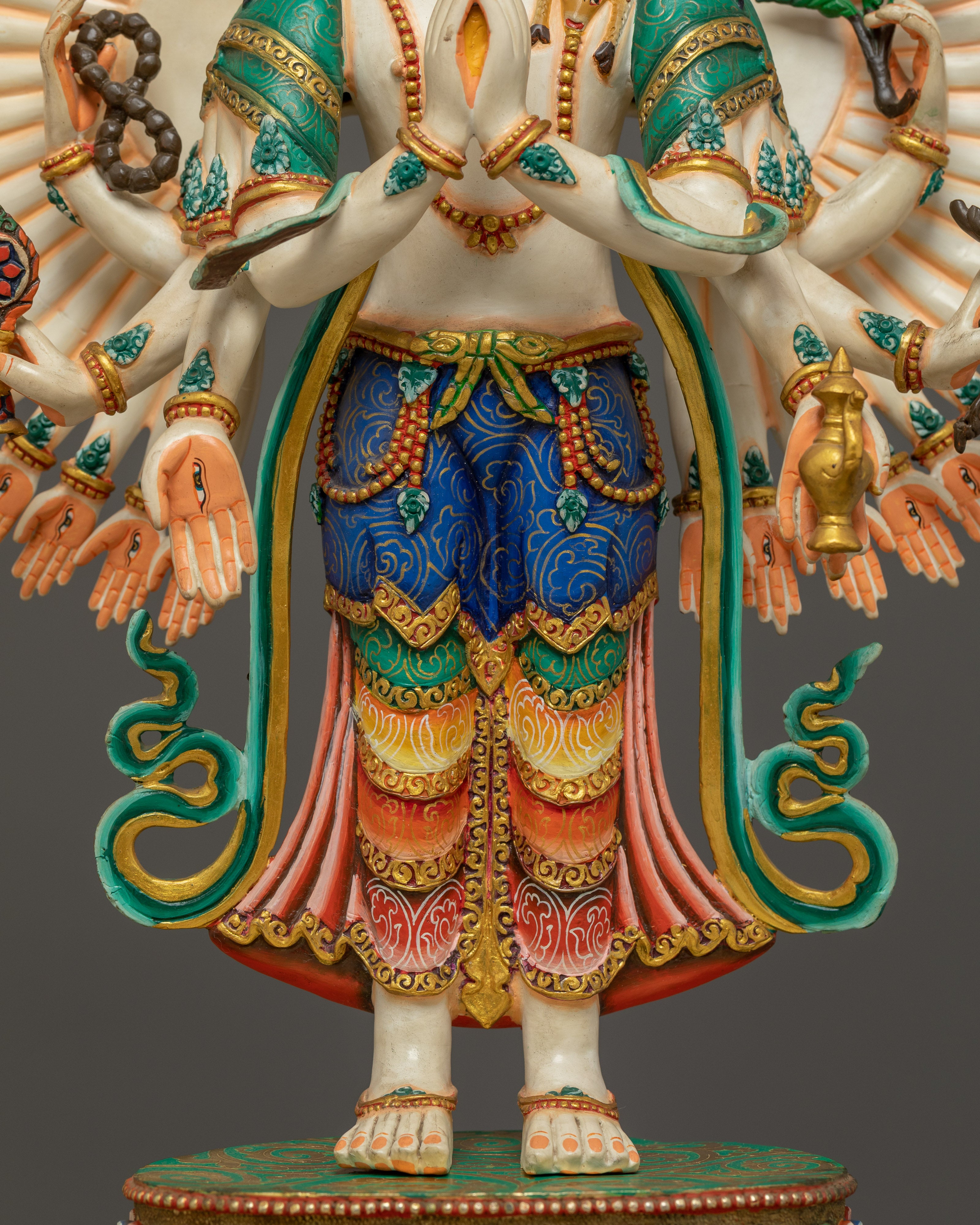 Handmade Colorful 1000 Armed Chenrezig | Tibetan Buddhist Icon