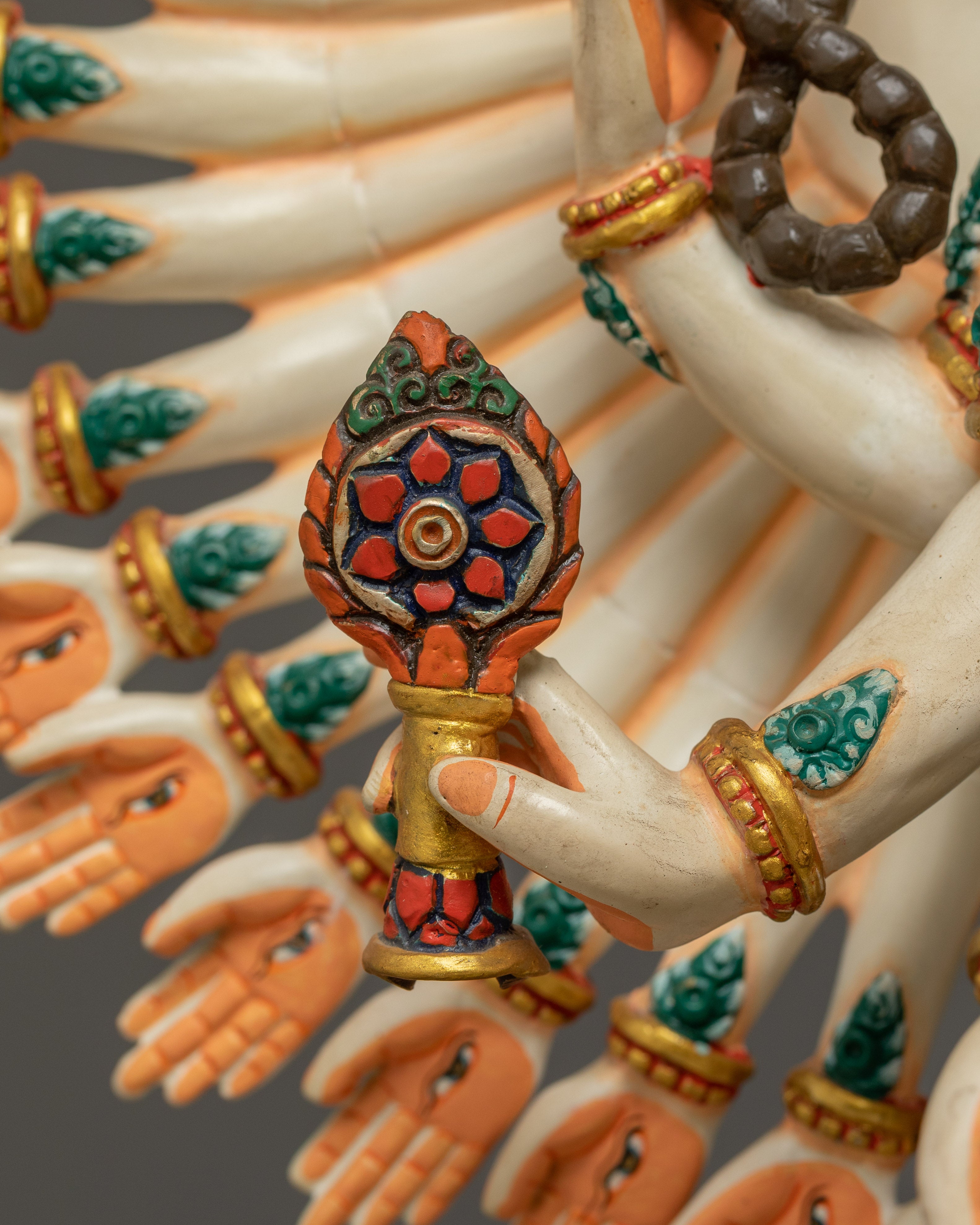 Handmade Colorful 1000 Armed Chenrezig | Tibetan Buddhist Icon