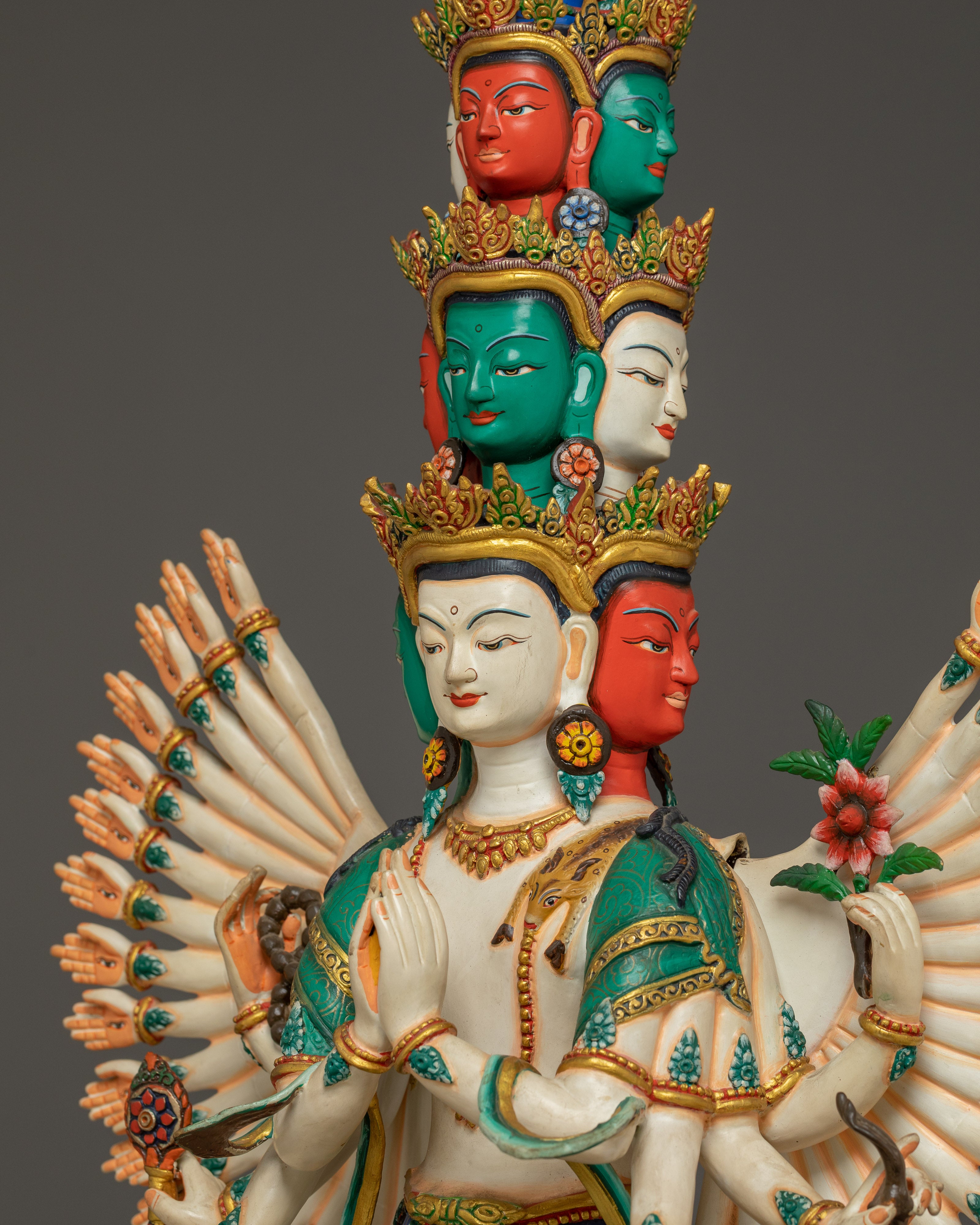 Handmade Colorful 1000 Armed Chenrezig | Tibetan Buddhist Icon