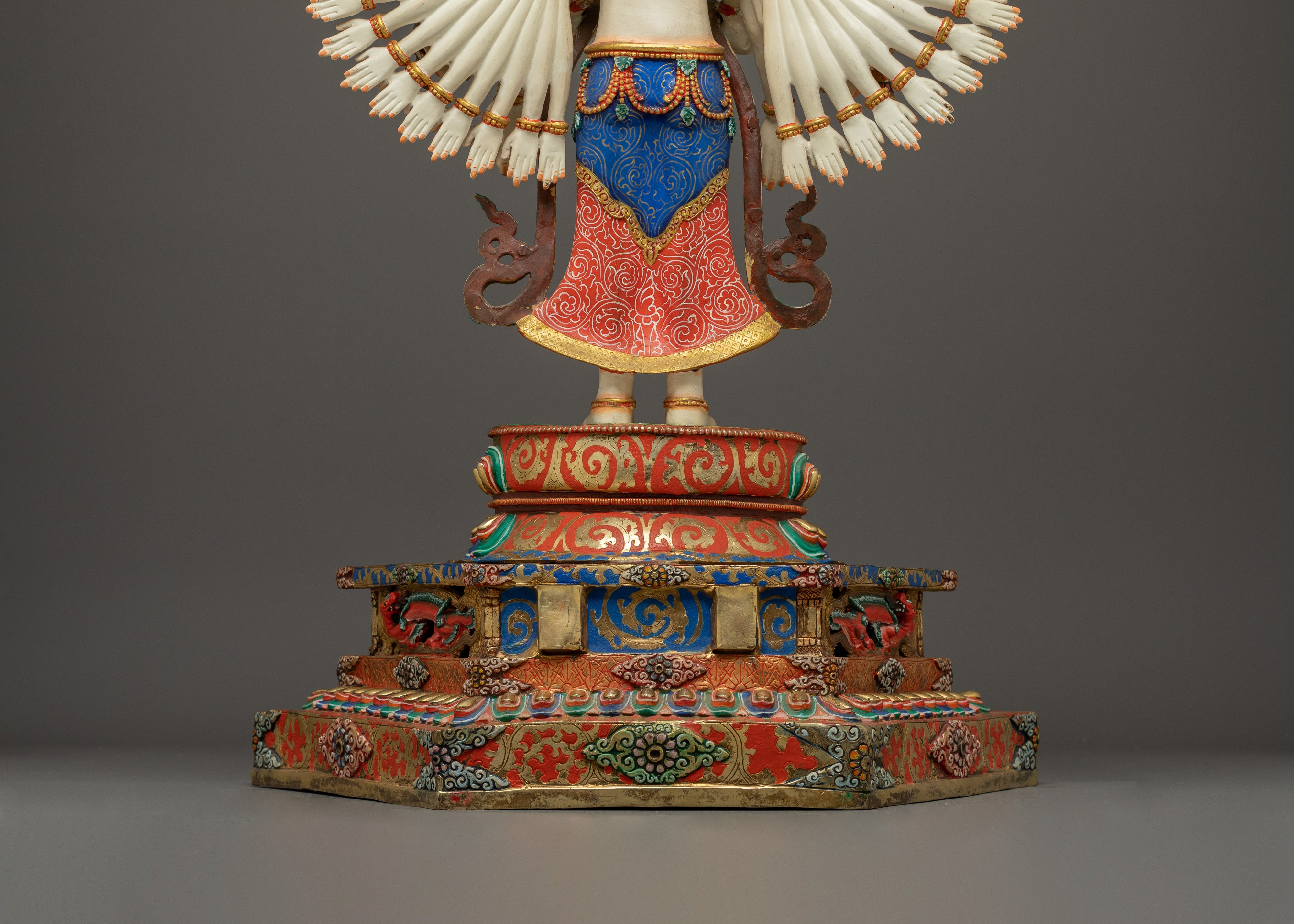 Handmade Colorful 1000 Armed Chenrezig | Tibetan Buddhist Icon