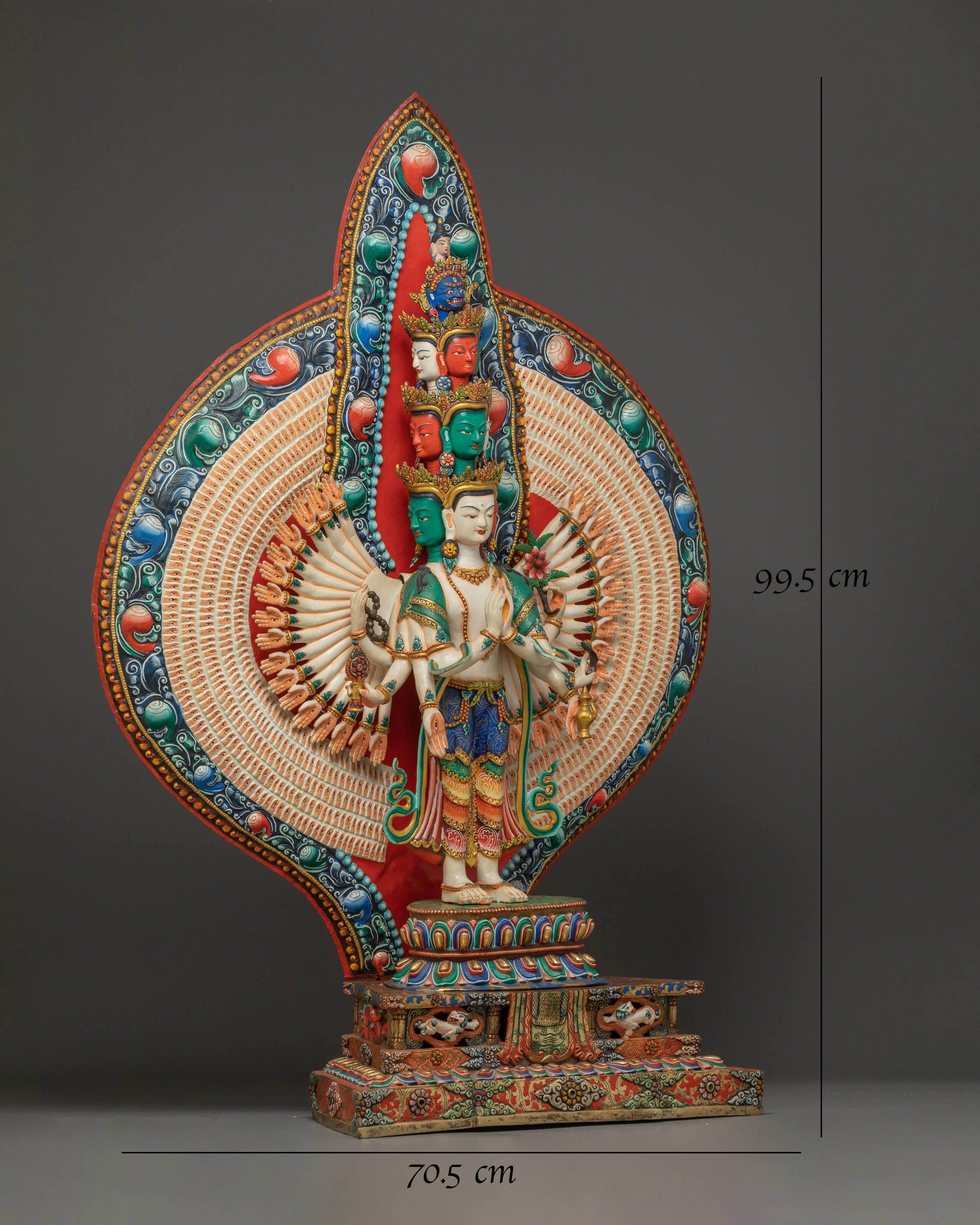 Handmade Colorful 1000 Armed Chenrezig | Tibetan Buddhist Icon