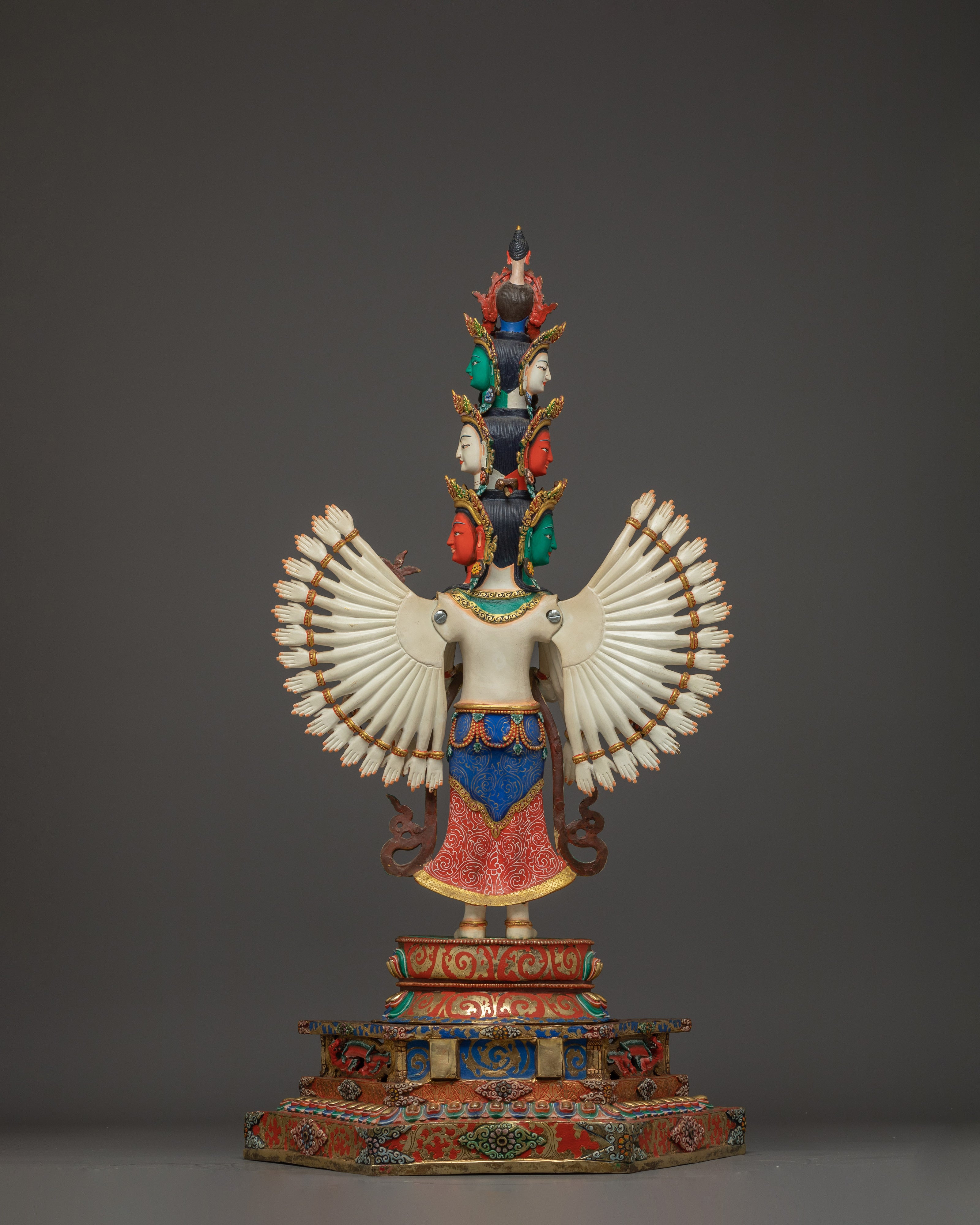 Handmade Colorful 1000 Armed Chenrezig | Tibetan Buddhist Icon